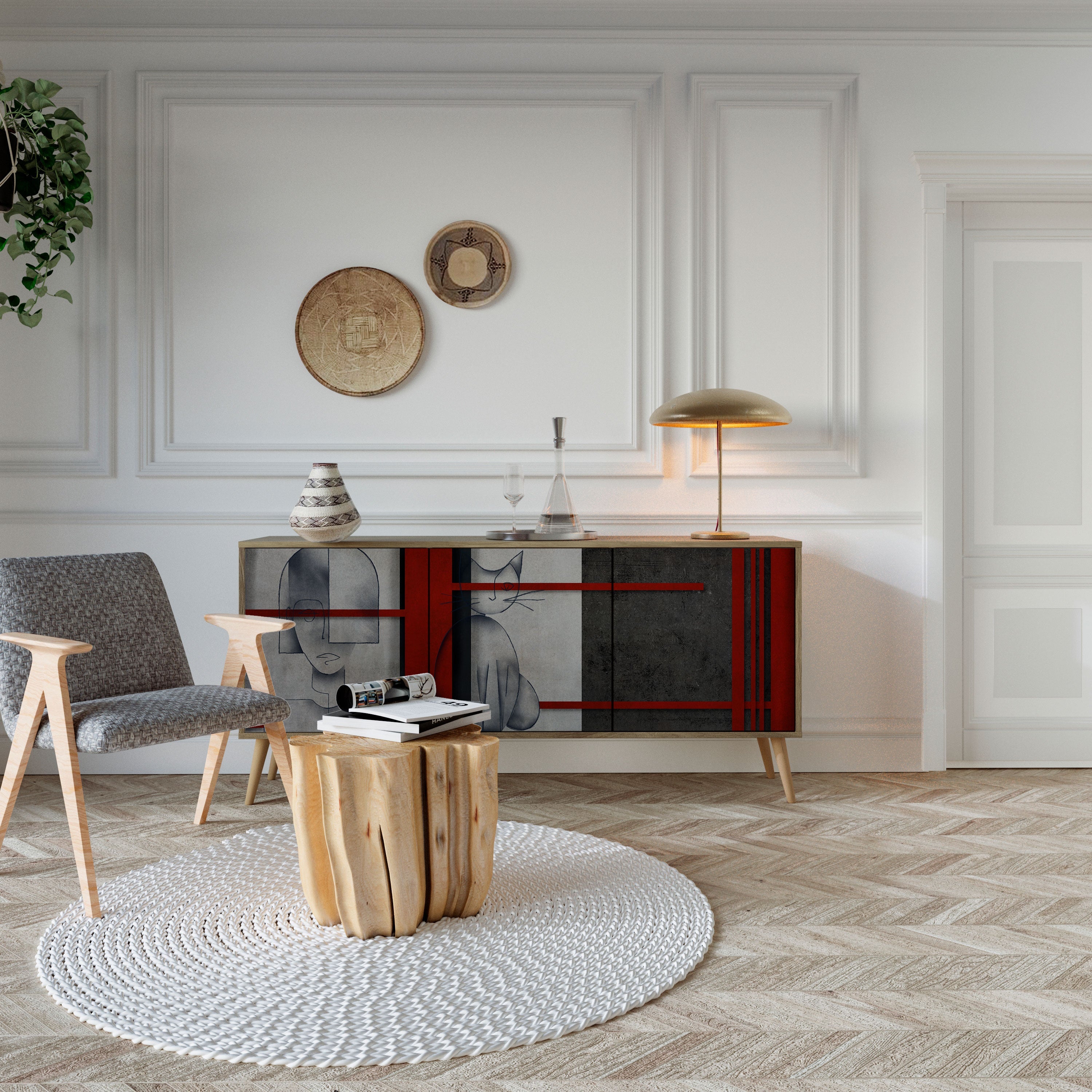 Buffet 3 portes GRAY FIGURES effet chêne