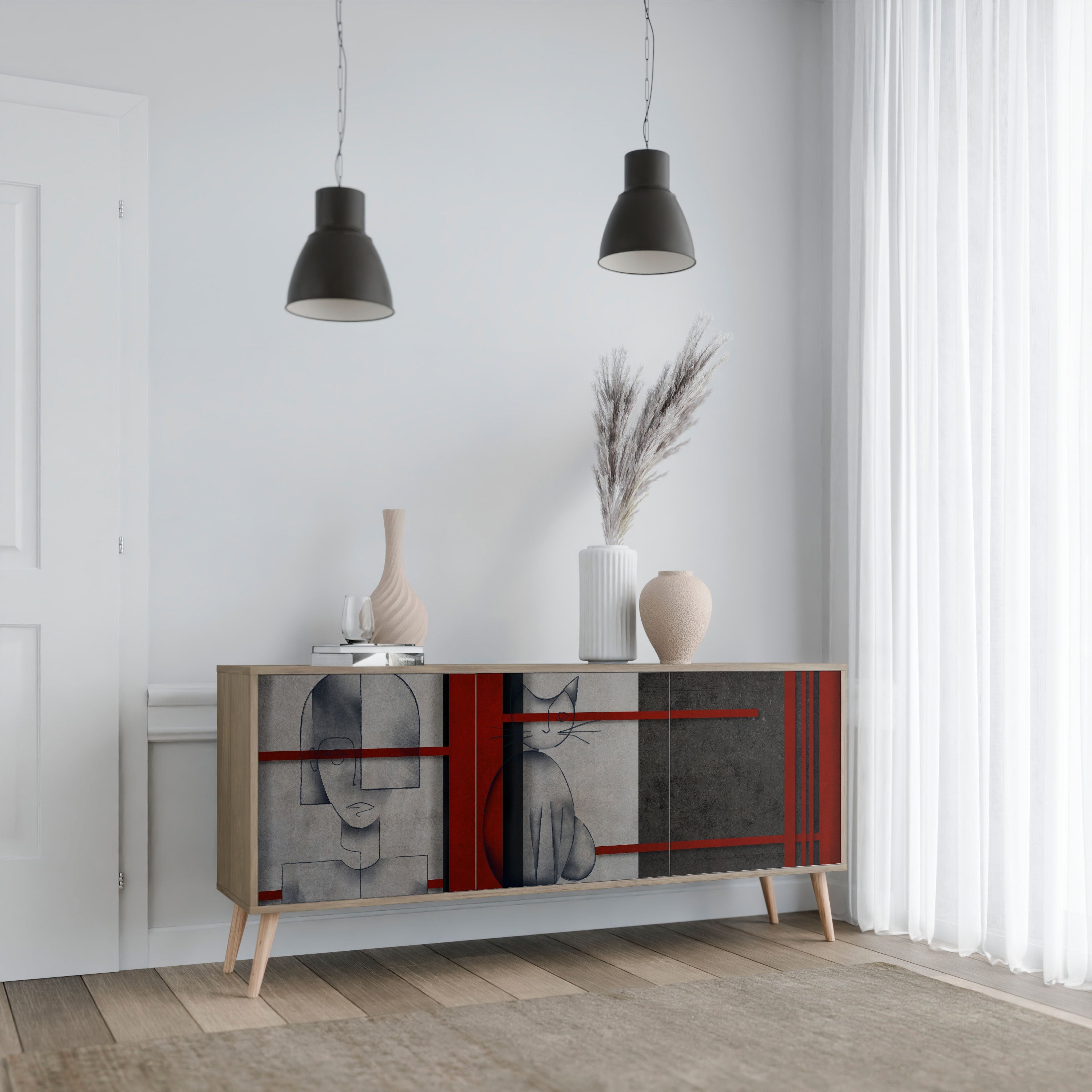 Buffet 3 portes GRAY FIGURES effet chêne