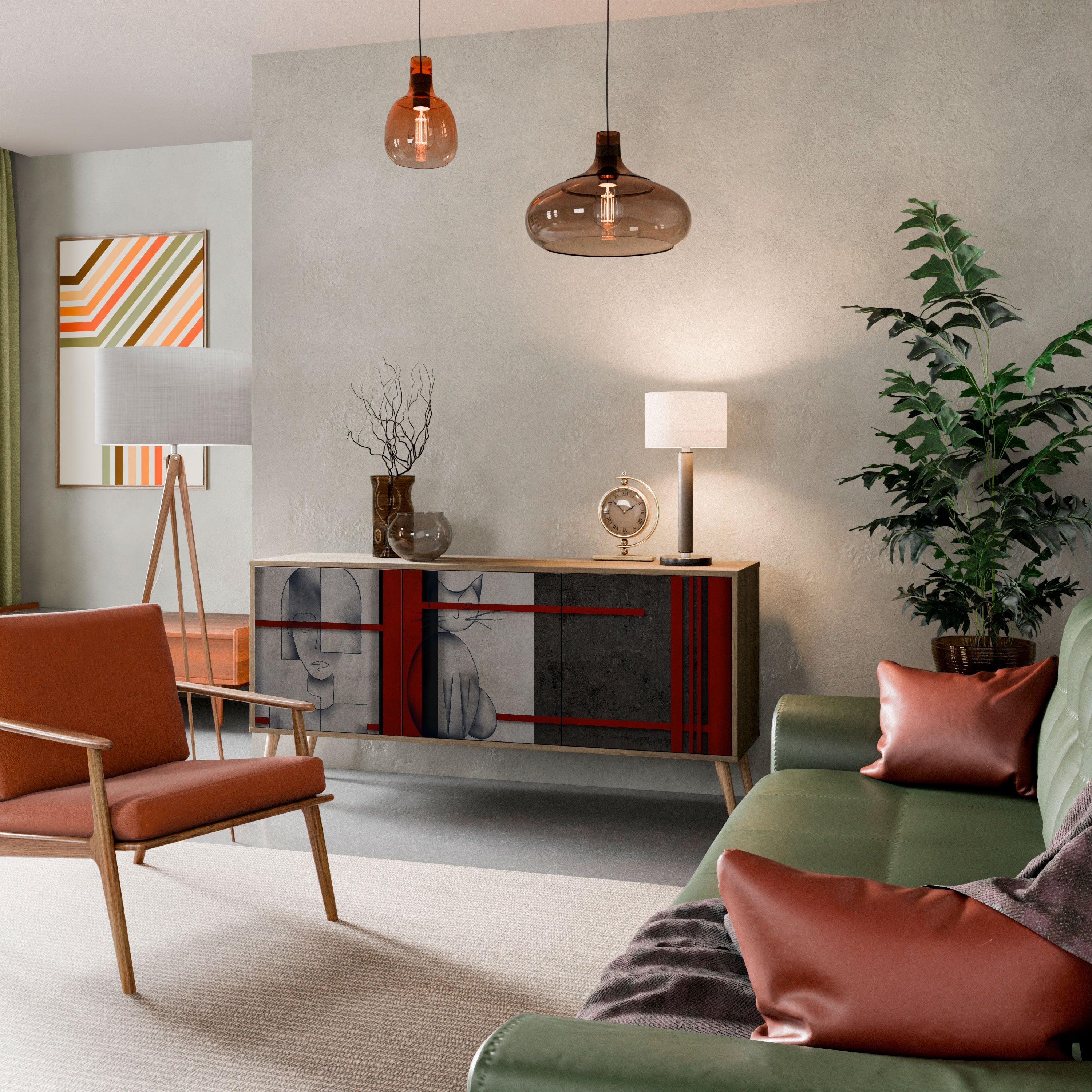 Buffet 3 portes GRAY FIGURES effet chêne