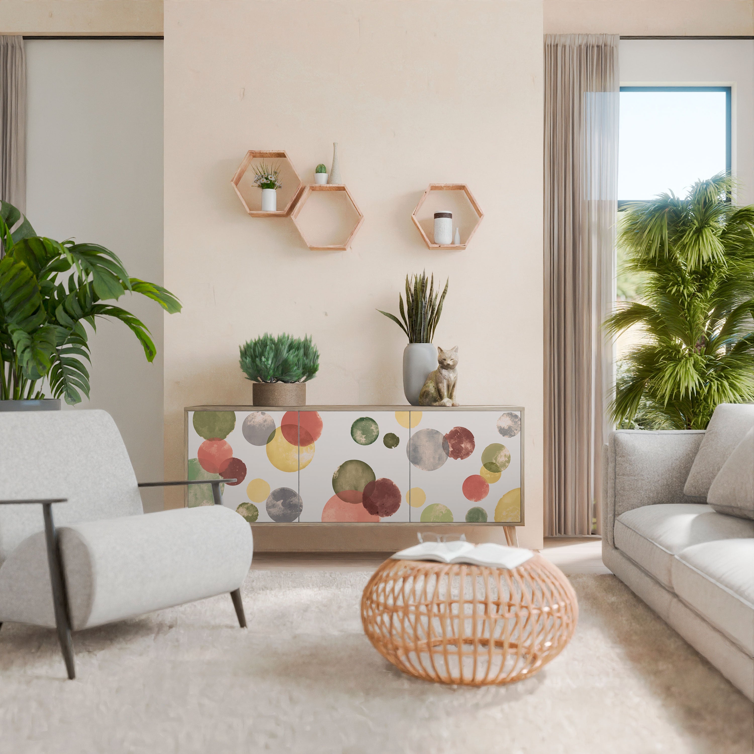 Buffet 3 portes FLEETING HAPPINESS effet chêne