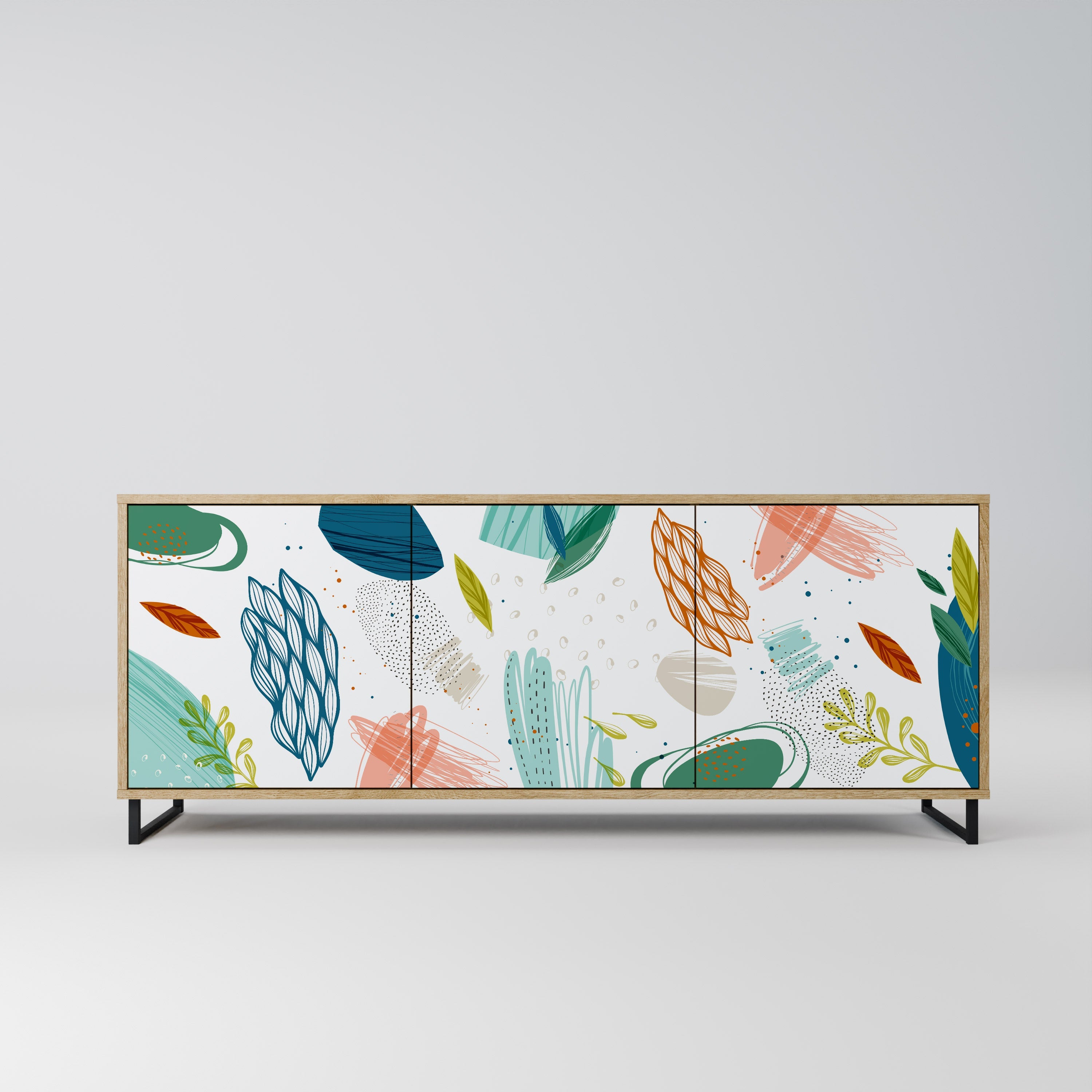 Buffet 3 portes BOTANICAL HURRICANE effet chêne