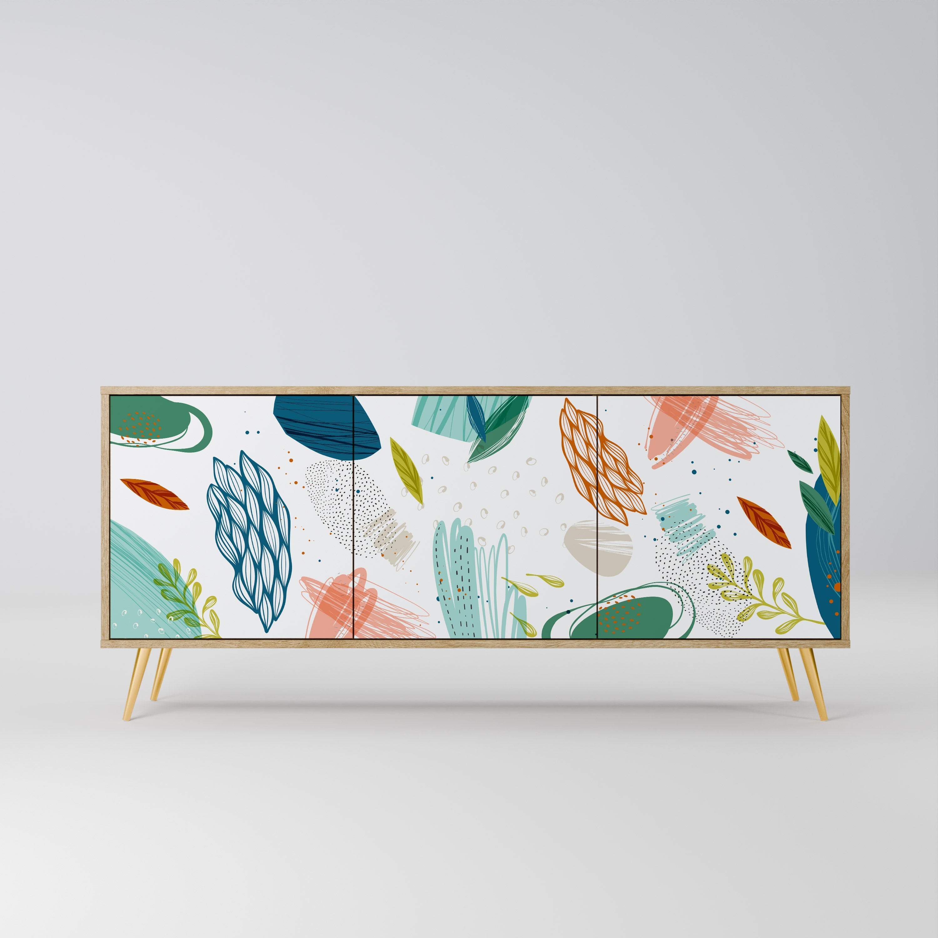 Buffet 3 portes BOTANICAL HURRICANE effet chêne