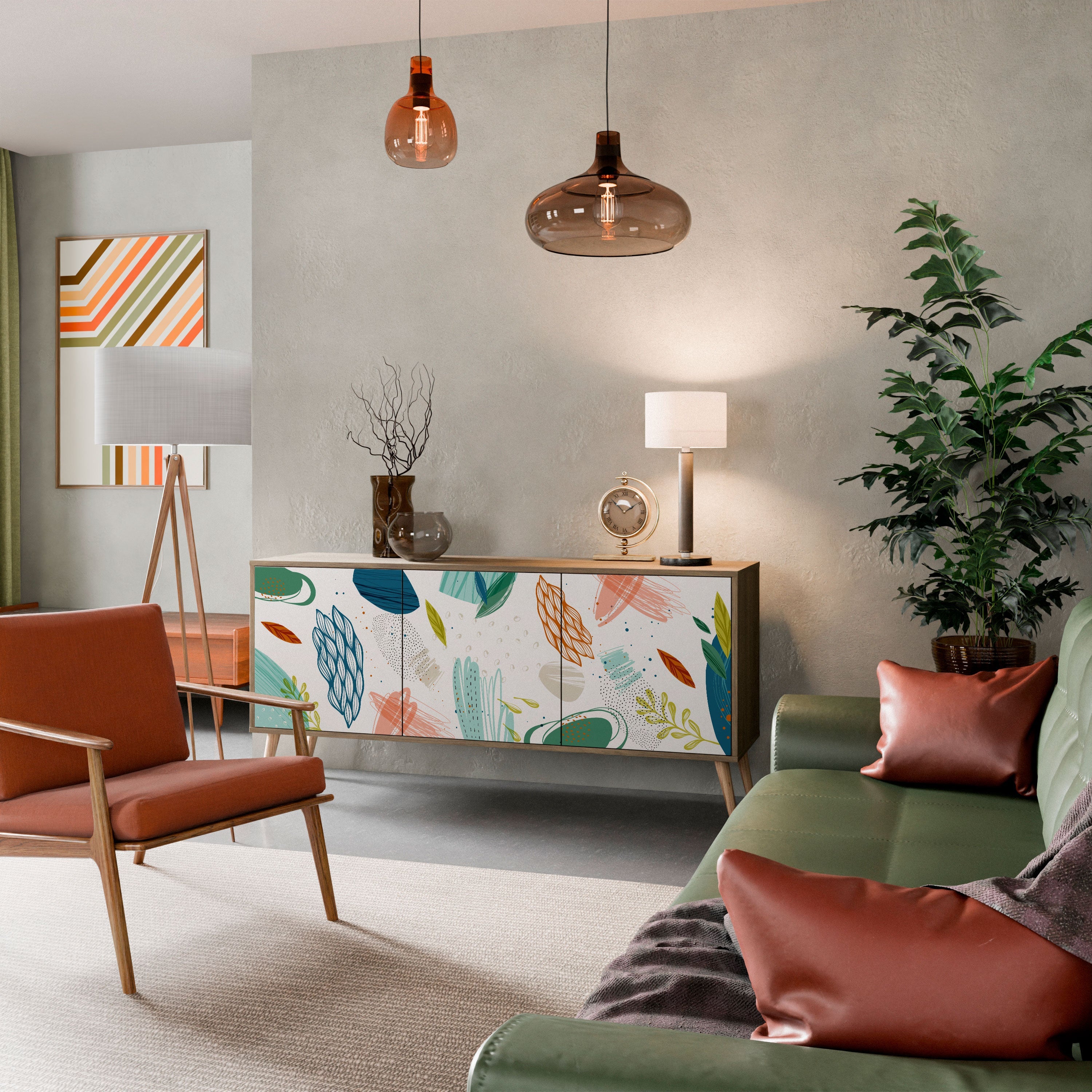 Buffet 3 portes BOTANICAL HURRICANE effet chêne