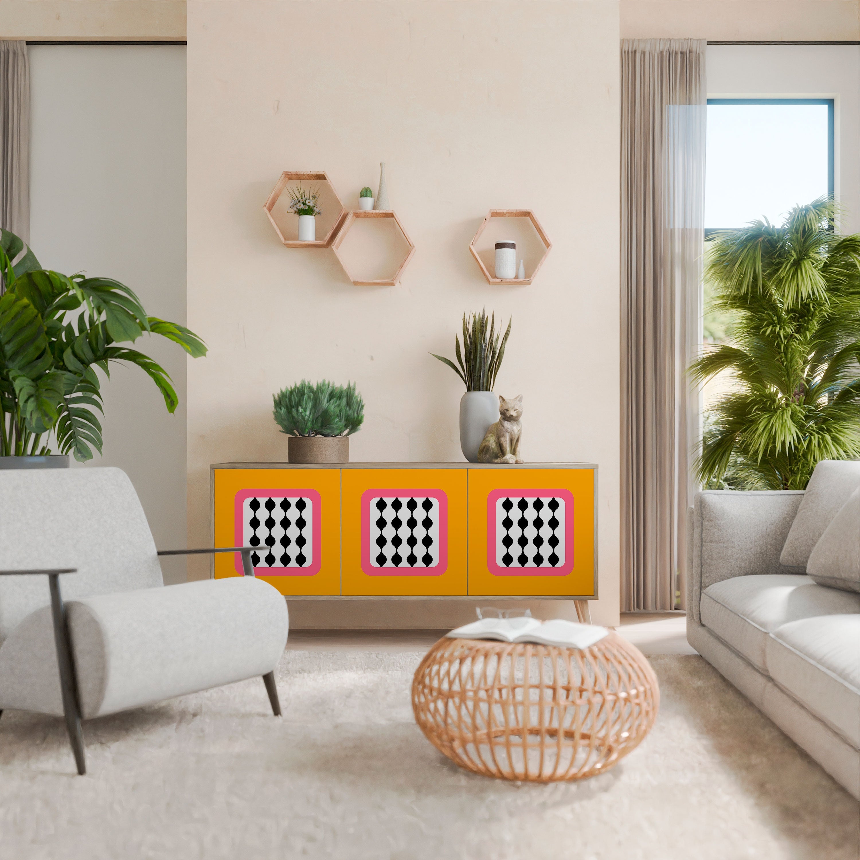 Buffet 3 portes TEARS IN HEAVEN effet chêne