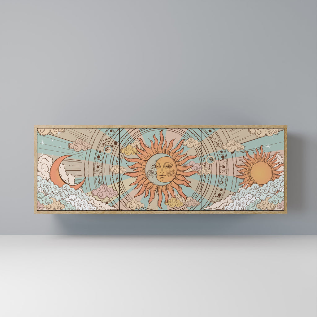 MYSTICAL STRUCTURE 3-Door Sideboard in Oak Effect
