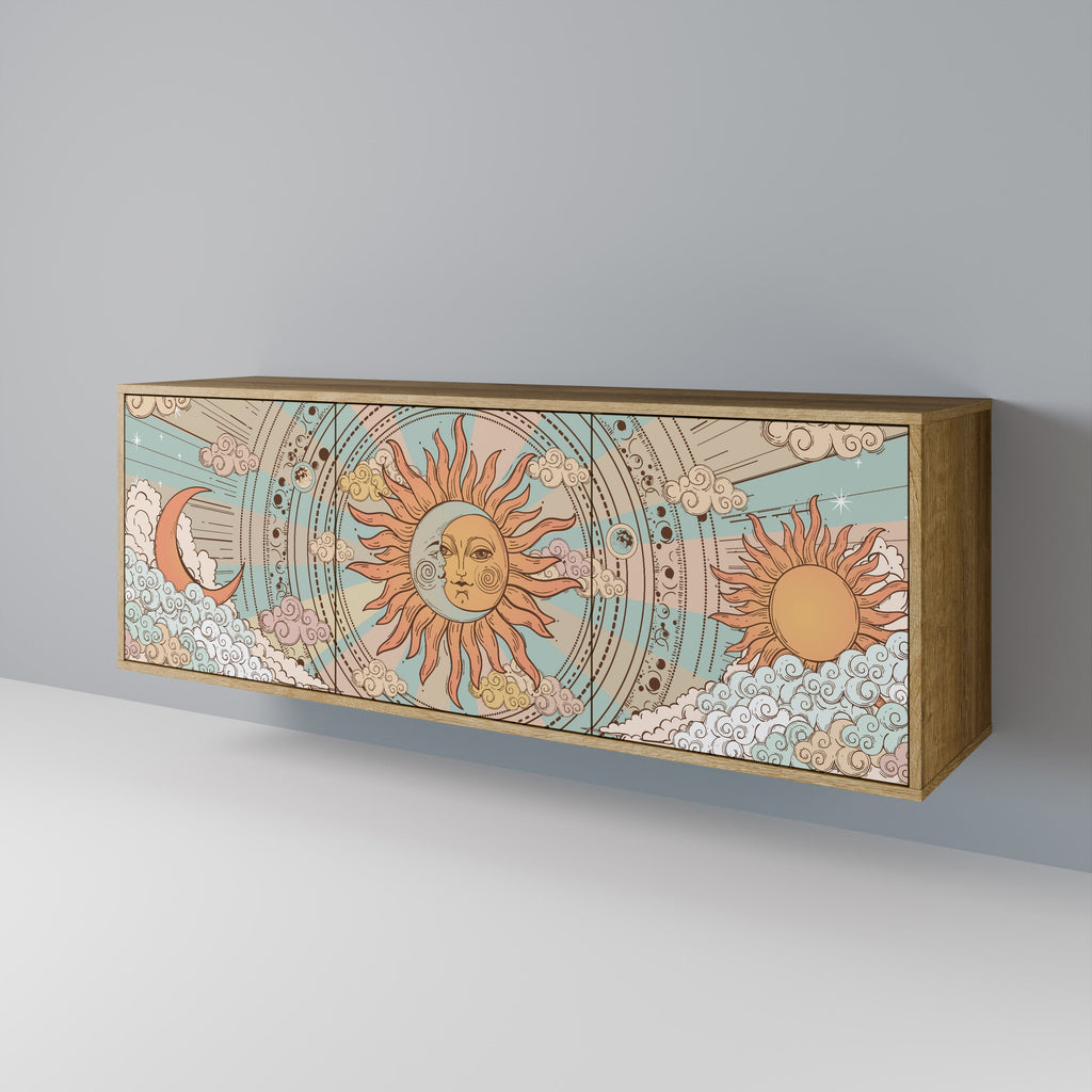 MYSTICAL STRUCTURE 3-Door Sideboard in Oak Effect