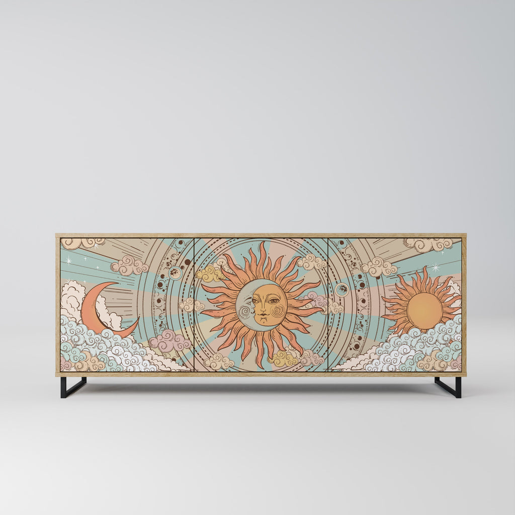MYSTICAL STRUCTURE 3-Door Sideboard in Oak Effect