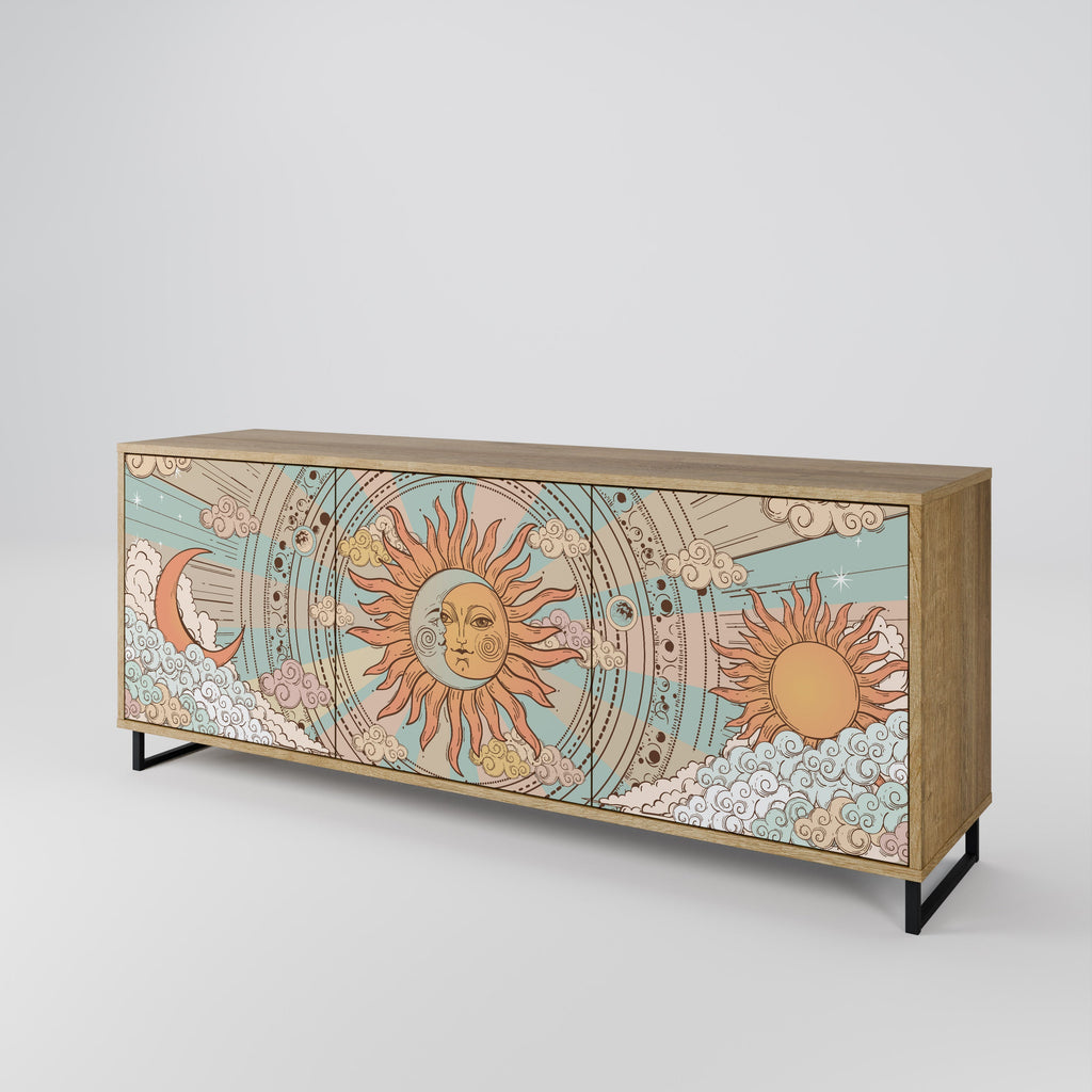 MYSTICAL STRUCTURE 3-Door Sideboard in Oak Effect