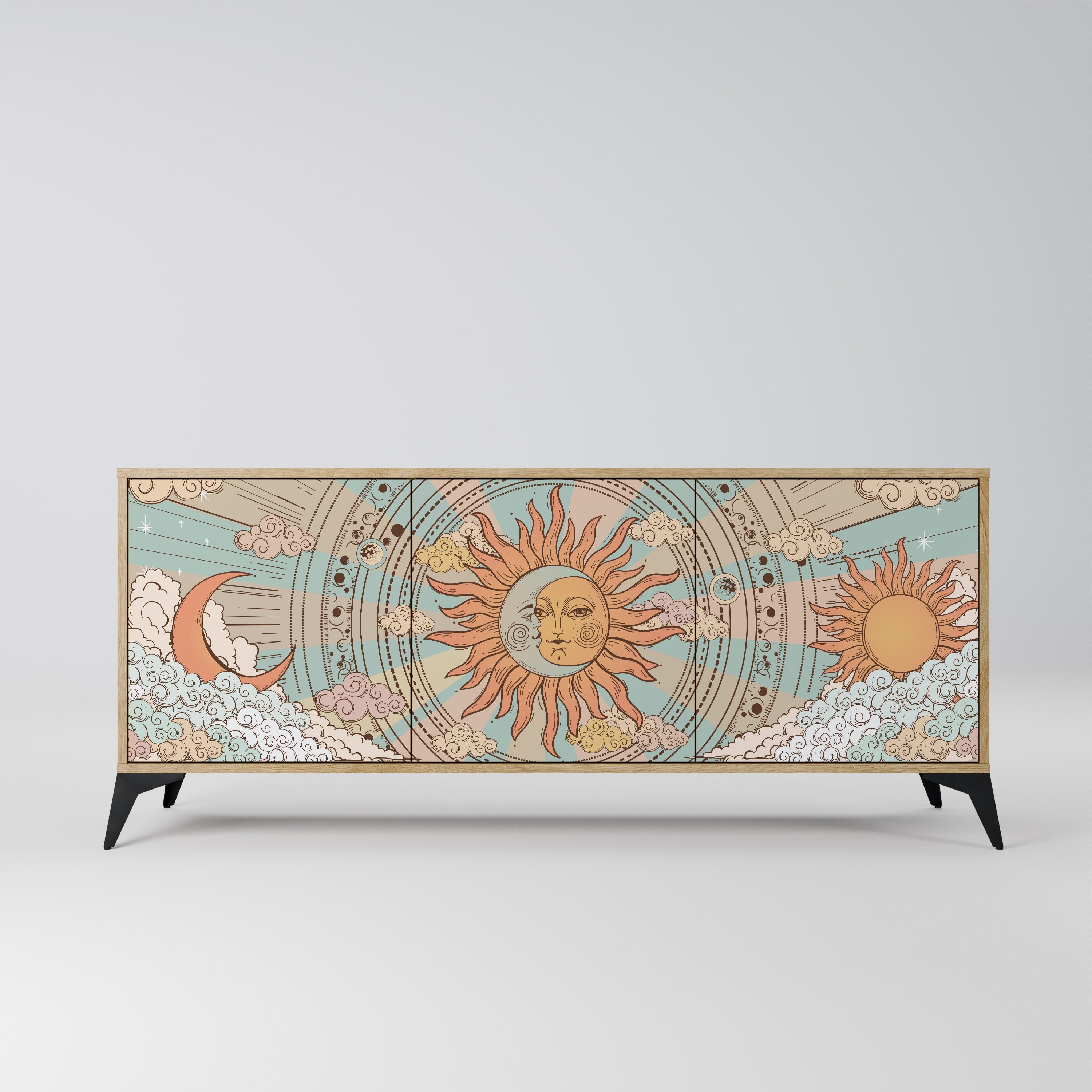 Buffet 3 portes STRUCTURE MYSTIQUE effet chêne