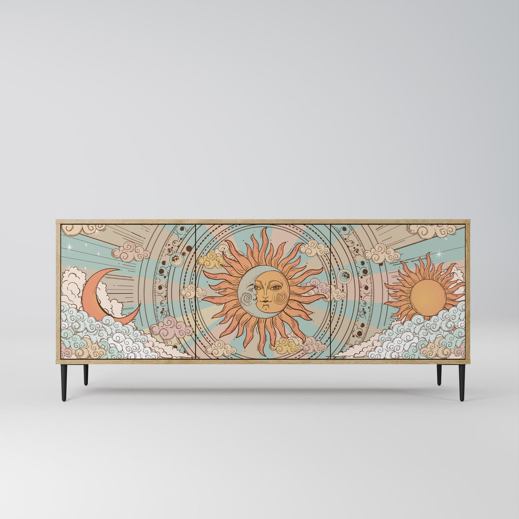 MYSTICAL STRUCTURE 3-Door Sideboard in Oak Effect