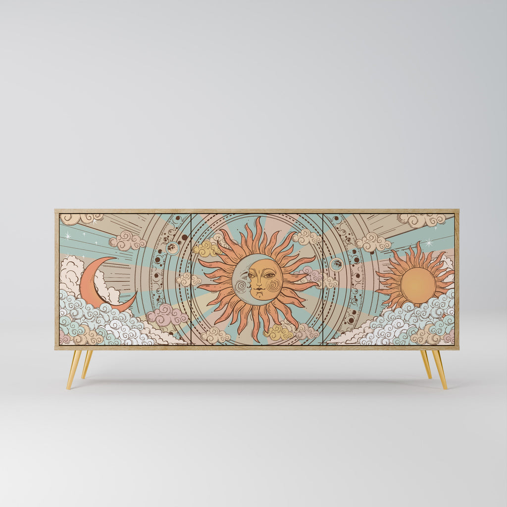 MYSTICAL STRUCTURE 3-Door Sideboard in Oak Effect
