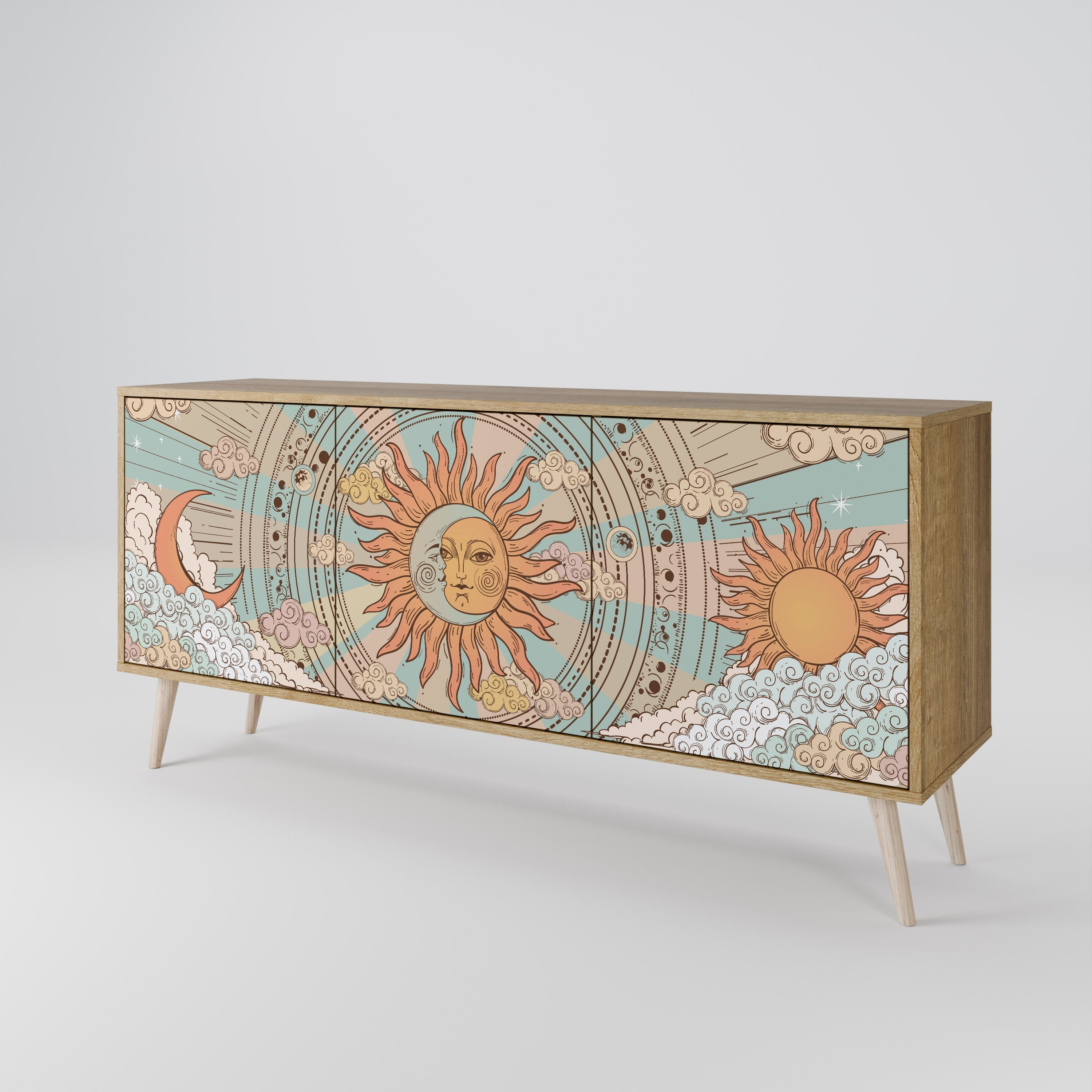 Buffet 3 portes STRUCTURE MYSTIQUE effet chêne