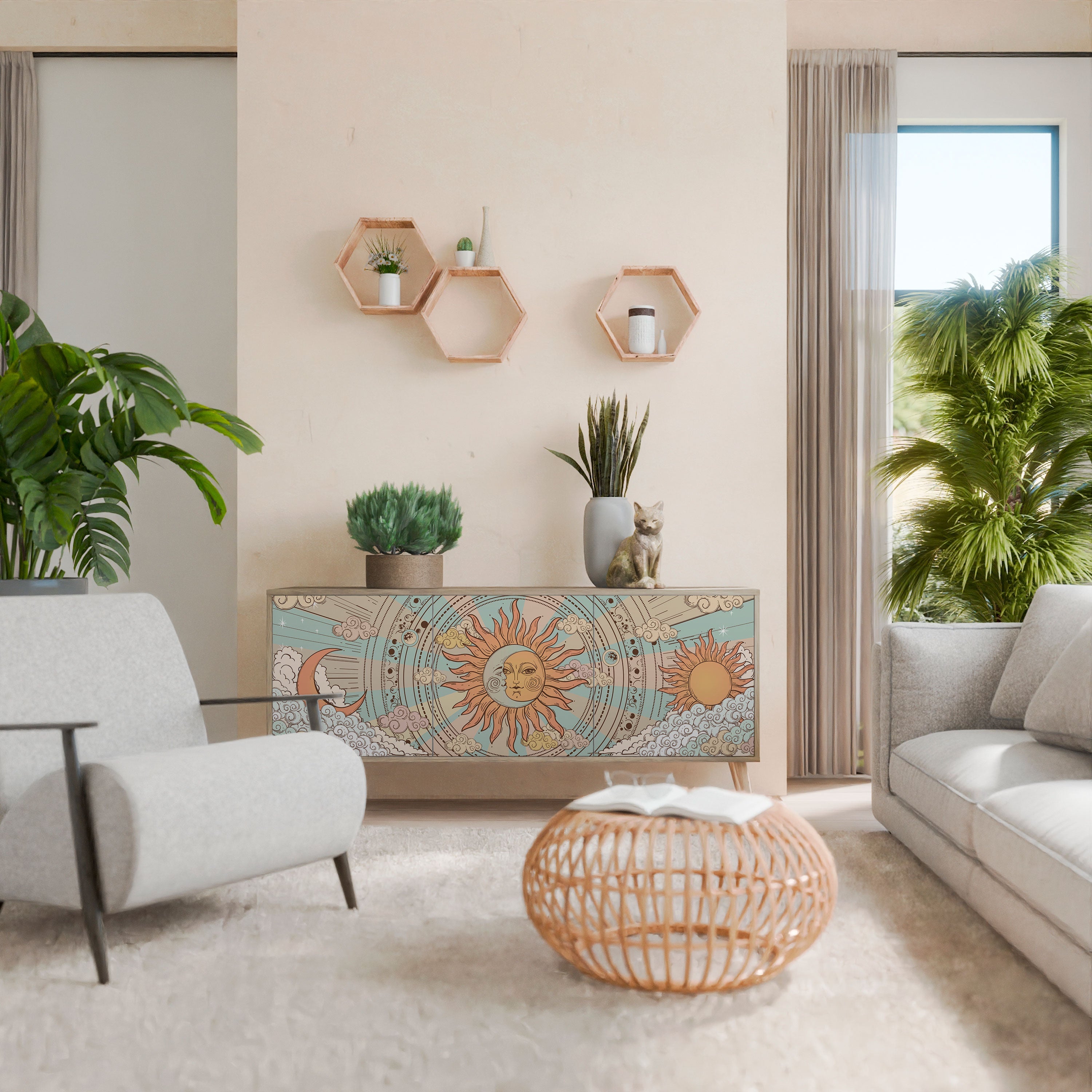 Buffet 3 portes STRUCTURE MYSTIQUE effet chêne