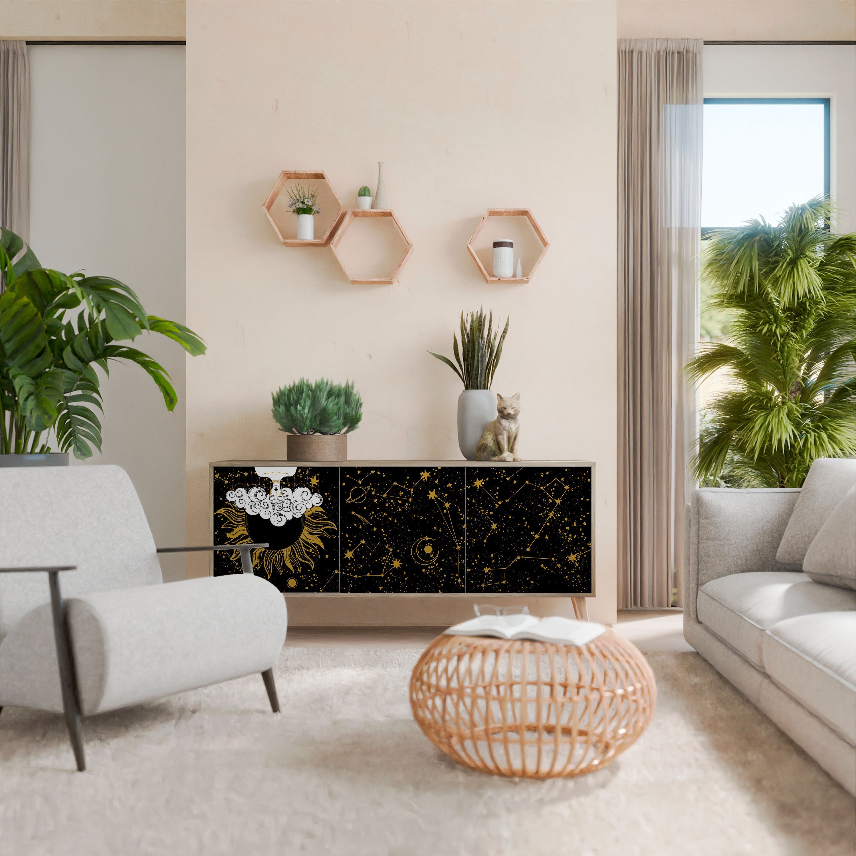 Buffet 3 portes effet chêne STELLAR CONSTELLATIONS