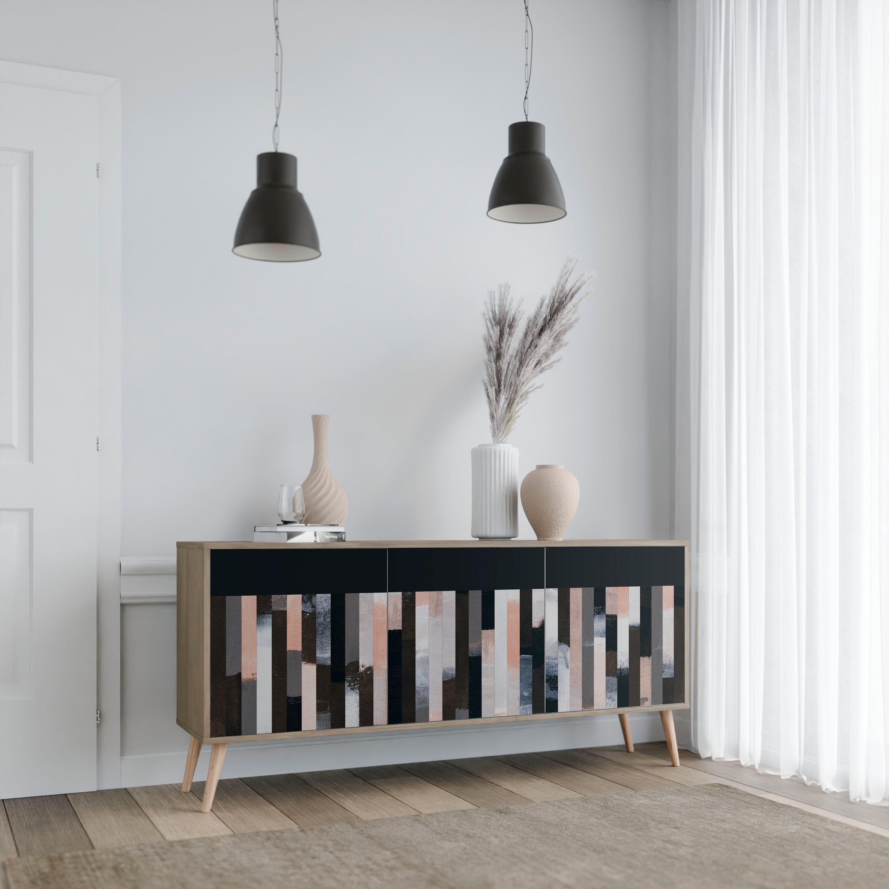 Buffet 3 portes effet chêne COLLAGE DE RECTANGLES