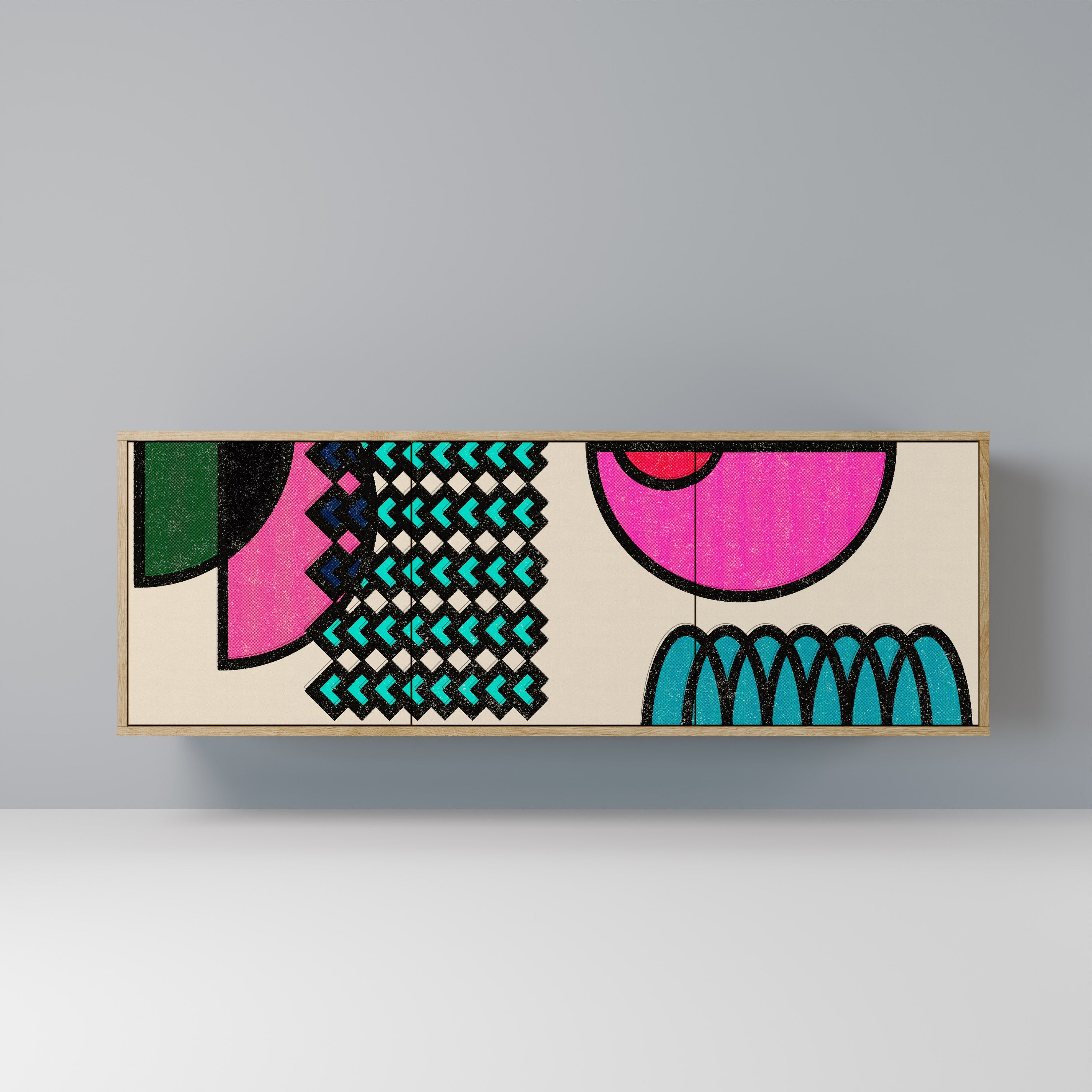 Buffet 3 portes GEOMETRIC RHAPSODY effet chêne