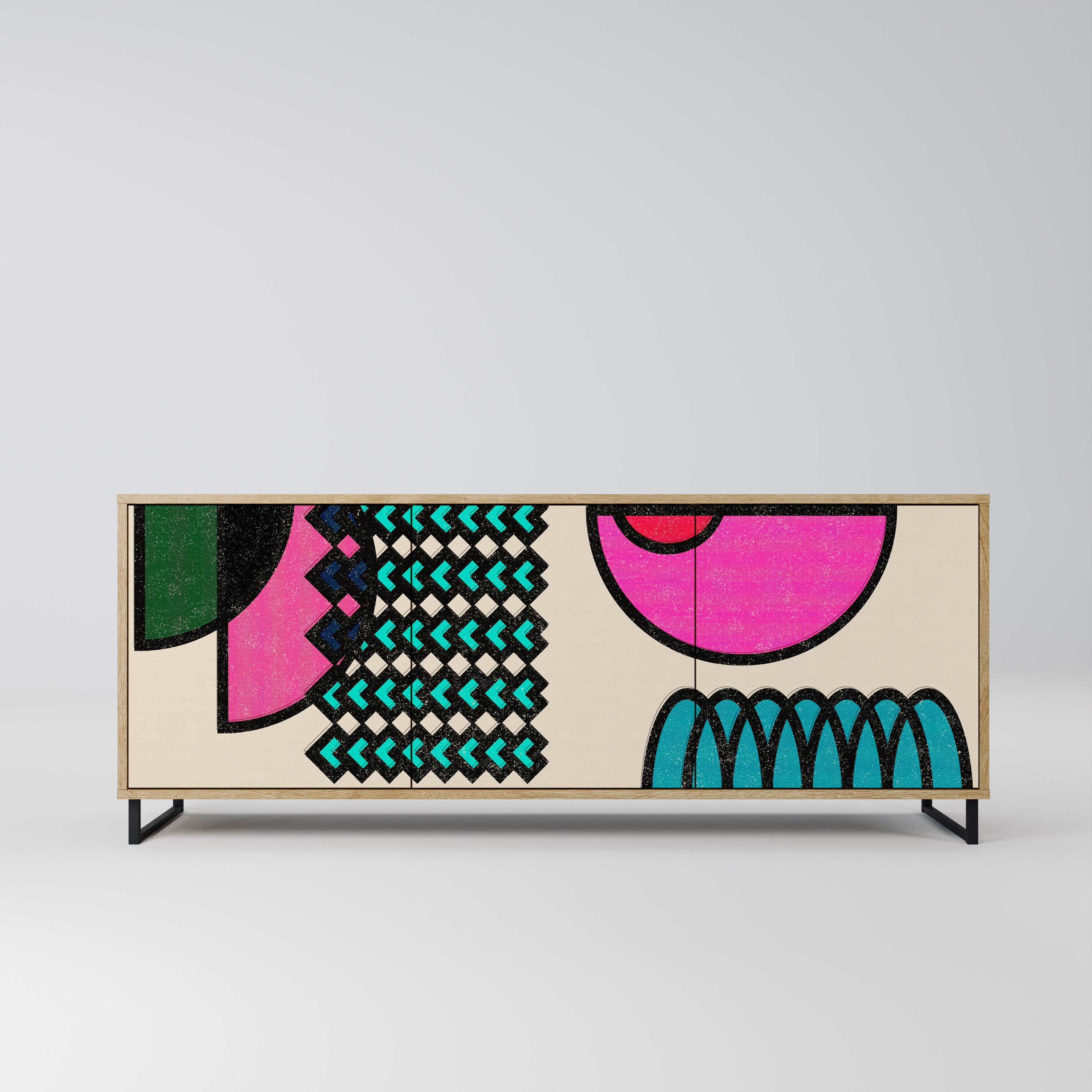 Buffet 3 portes GEOMETRIC RHAPSODY effet chêne