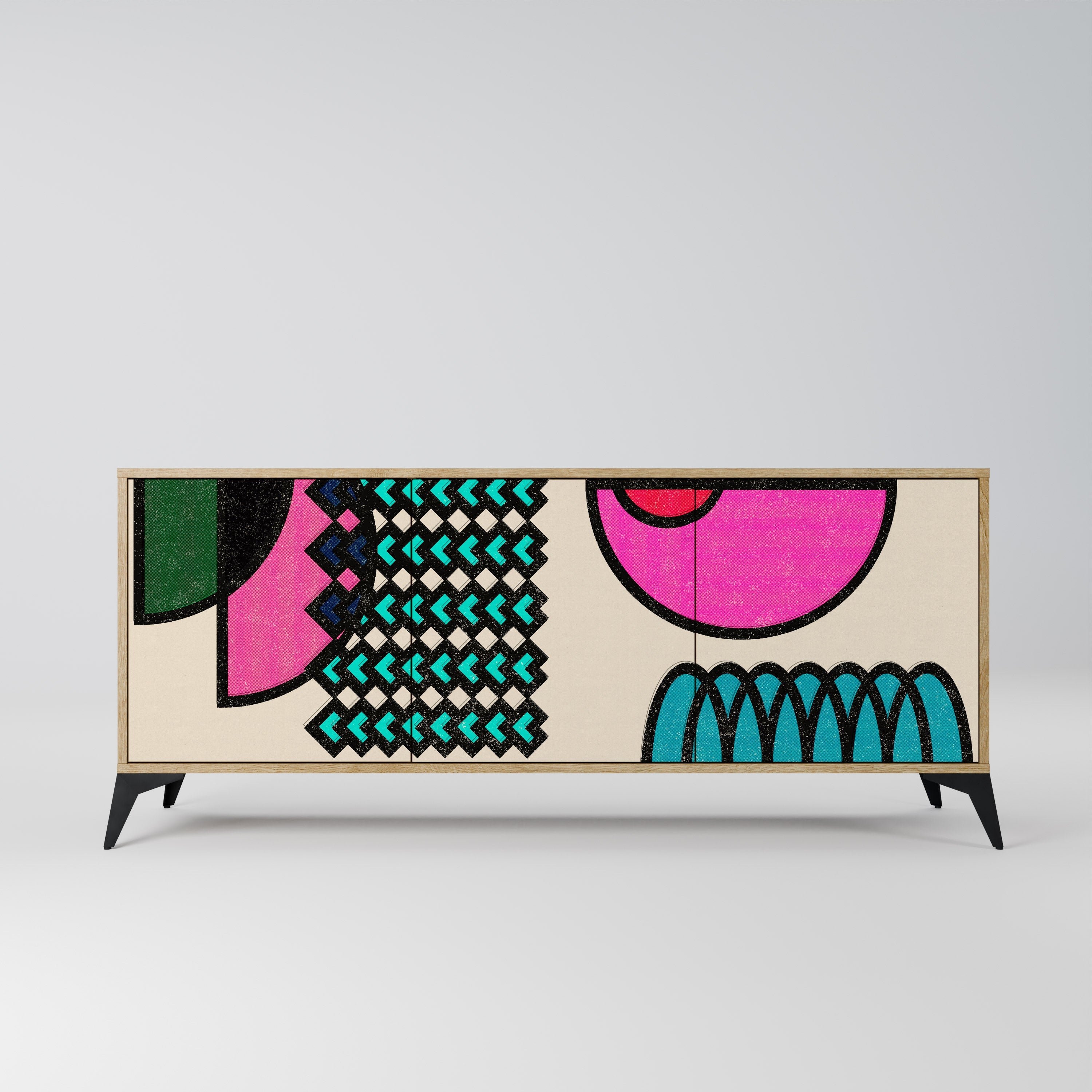 Buffet 3 portes GEOMETRIC RHAPSODY effet chêne