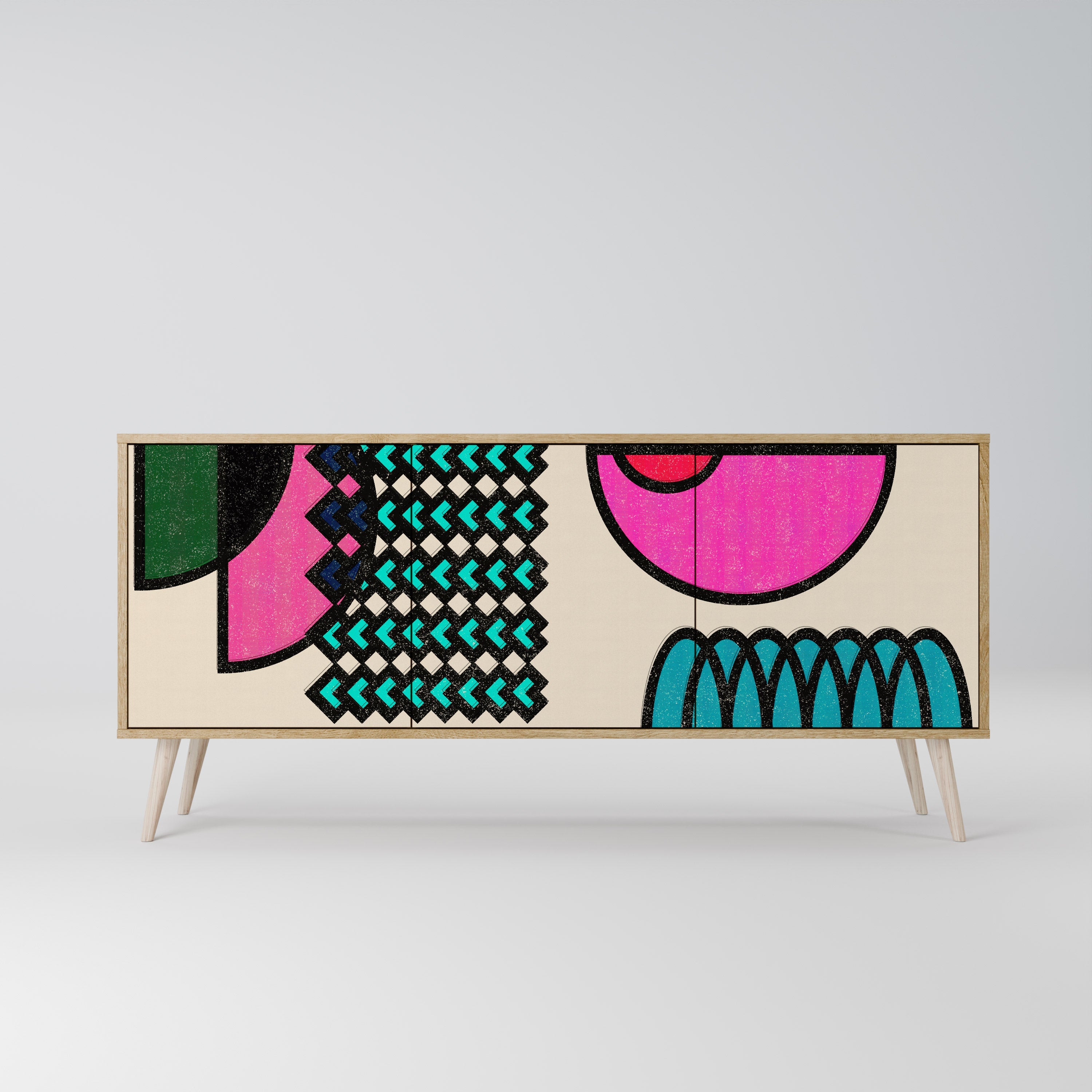 Buffet 3 portes GEOMETRIC RHAPSODY effet chêne