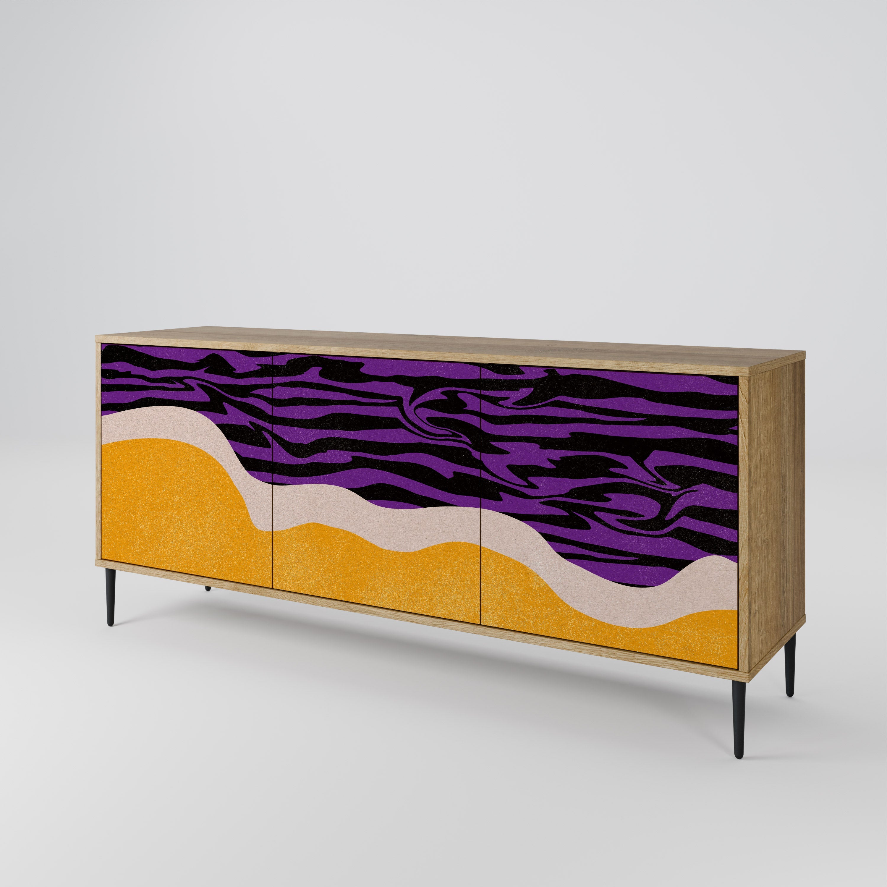 Buffet 3 portes INDEPENDENT BORDER effet chêne