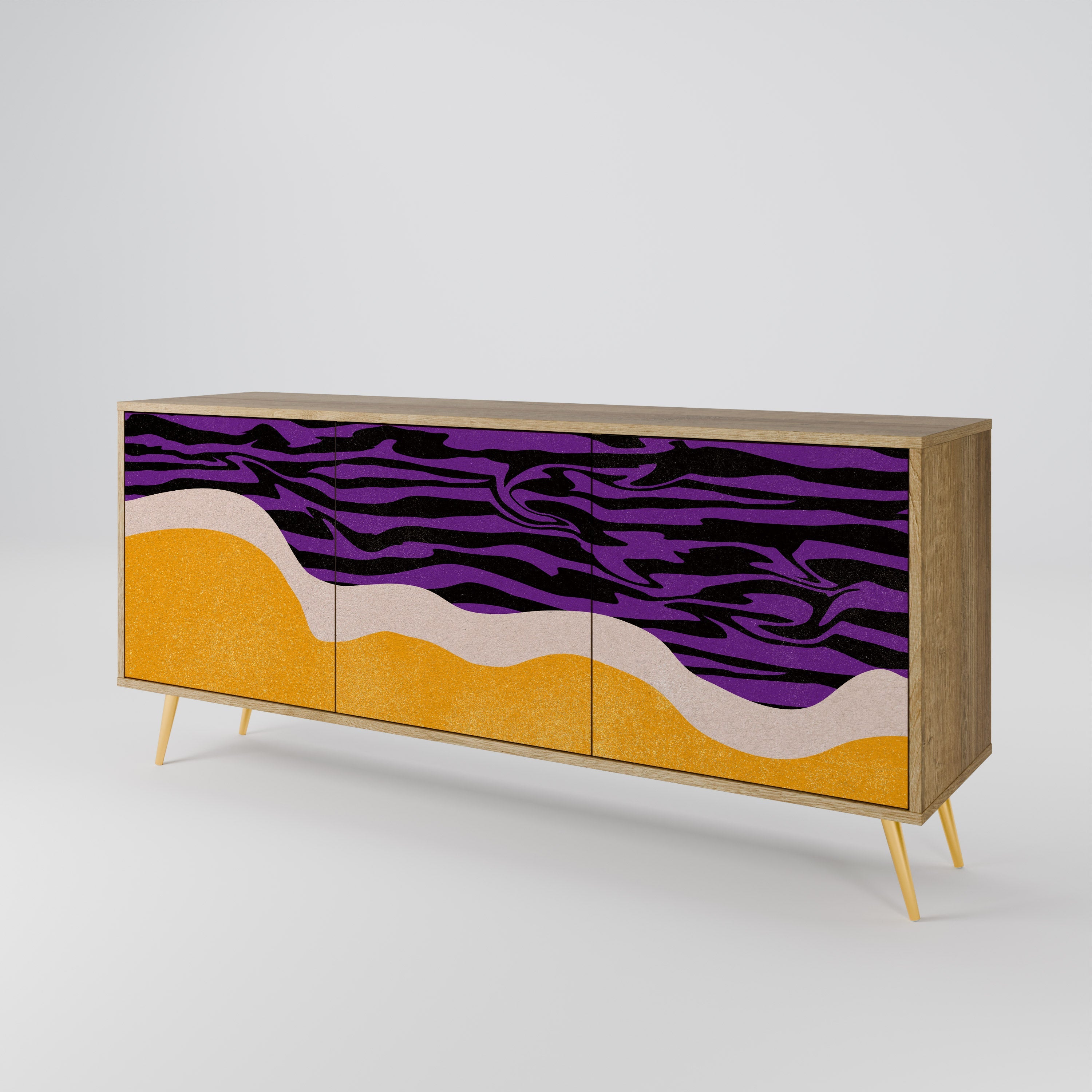 Buffet 3 portes INDEPENDENT BORDER effet chêne