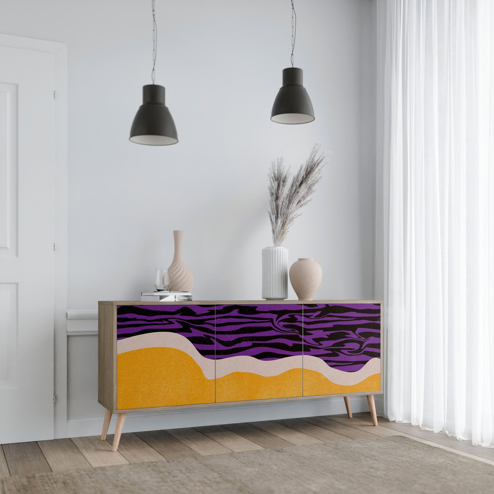 Buffet 3 portes INDEPENDENT BORDER effet chêne