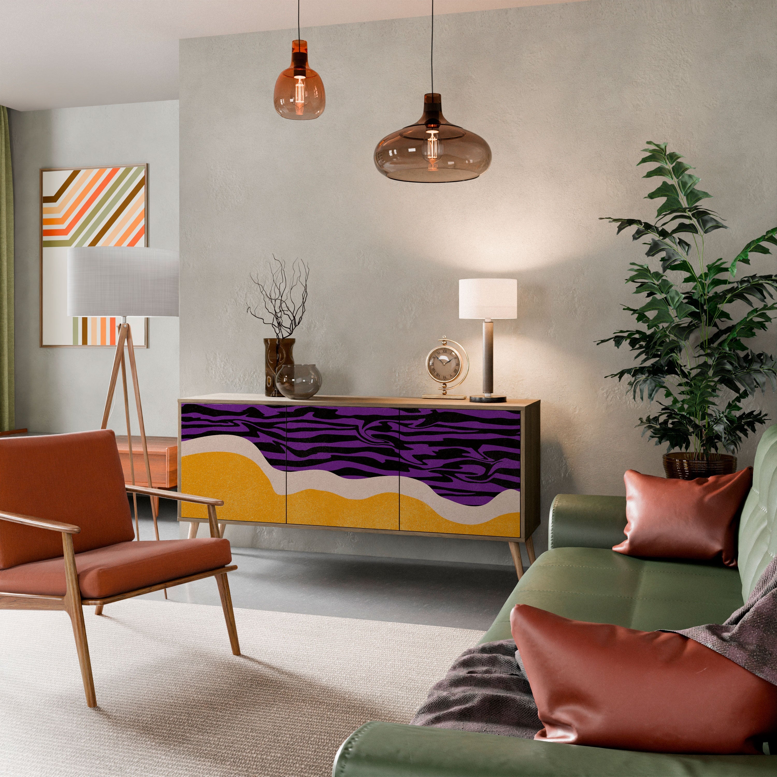 Buffet 3 portes INDEPENDENT BORDER effet chêne