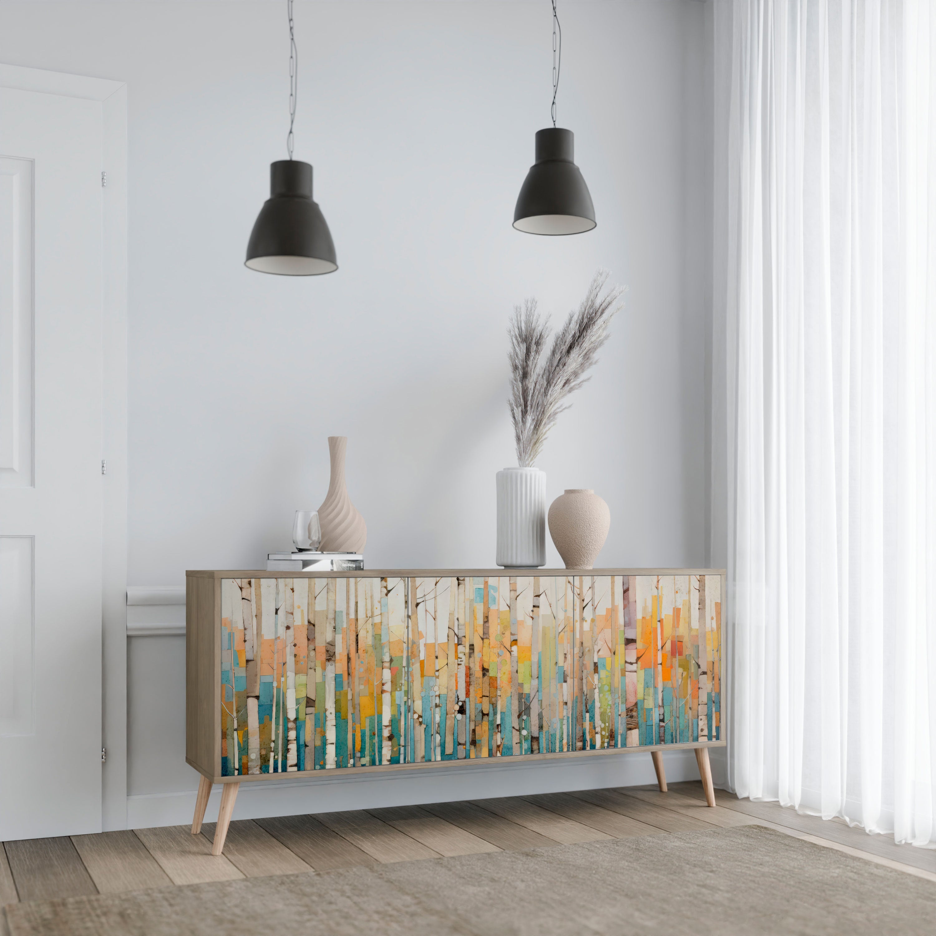 Buffet 3 portes BIRCH KALEIDOSCOPE effet chêne