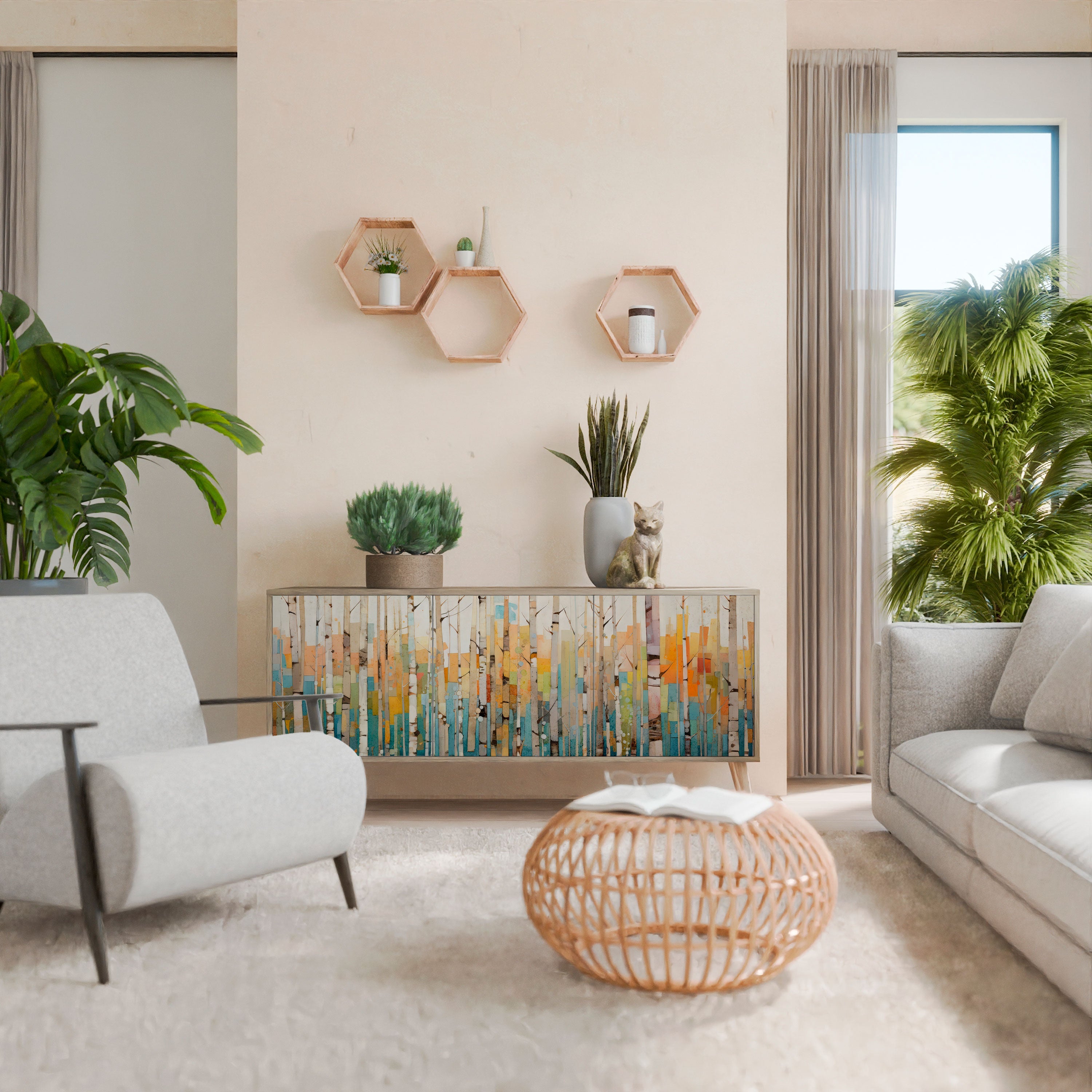 Buffet 3 portes BIRCH KALEIDOSCOPE effet chêne