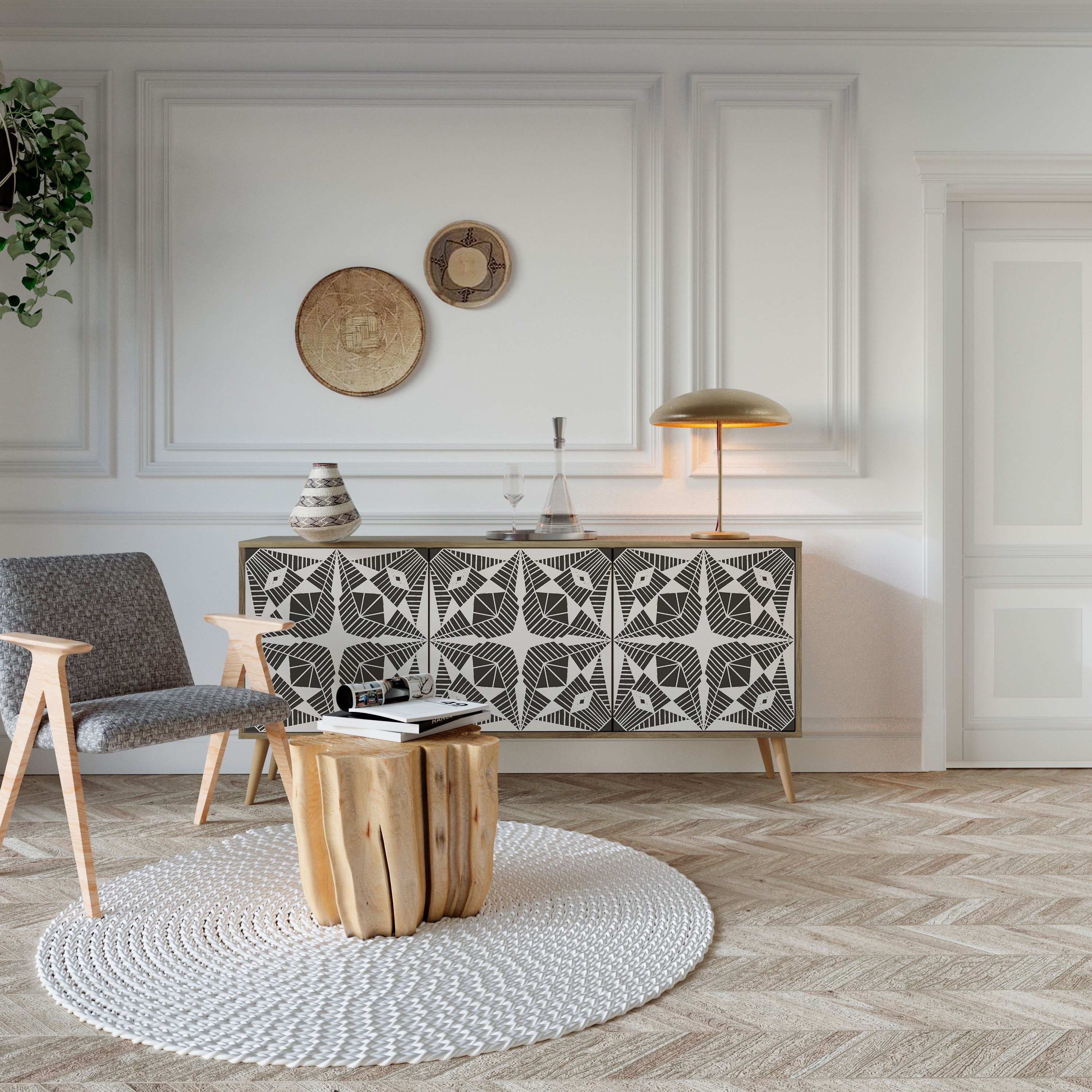 Buffet 3 portes MONOCHROME NEXUS effet chêne