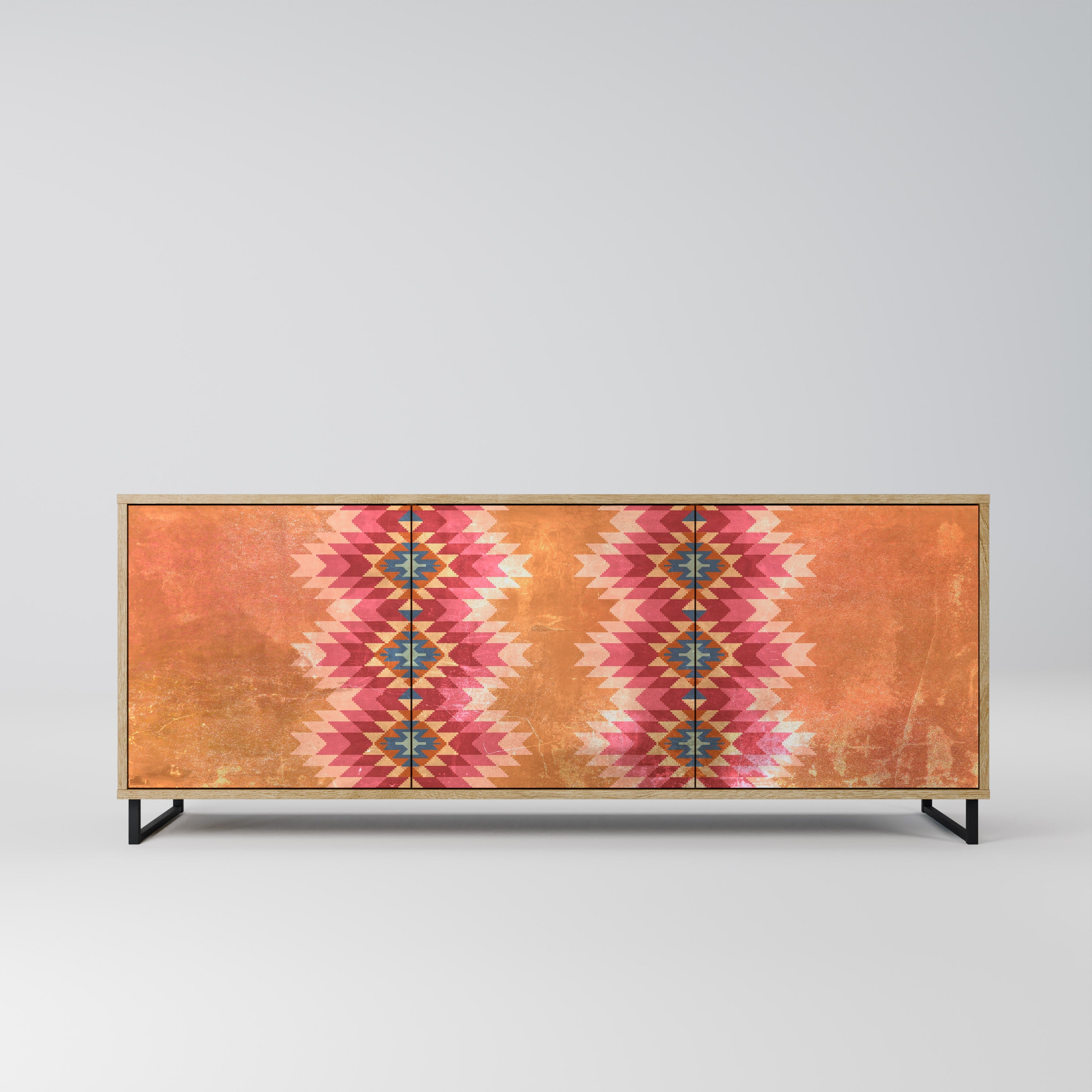 Buffet 3 portes INDIAN FOLK effet chêne