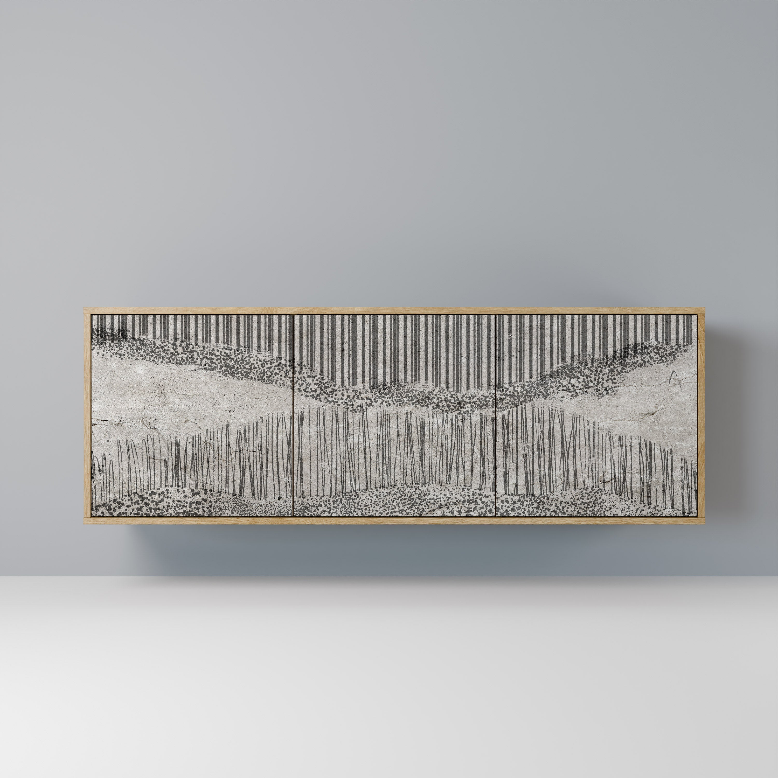 Buffet 3 portes GRAIN LINES effet chêne