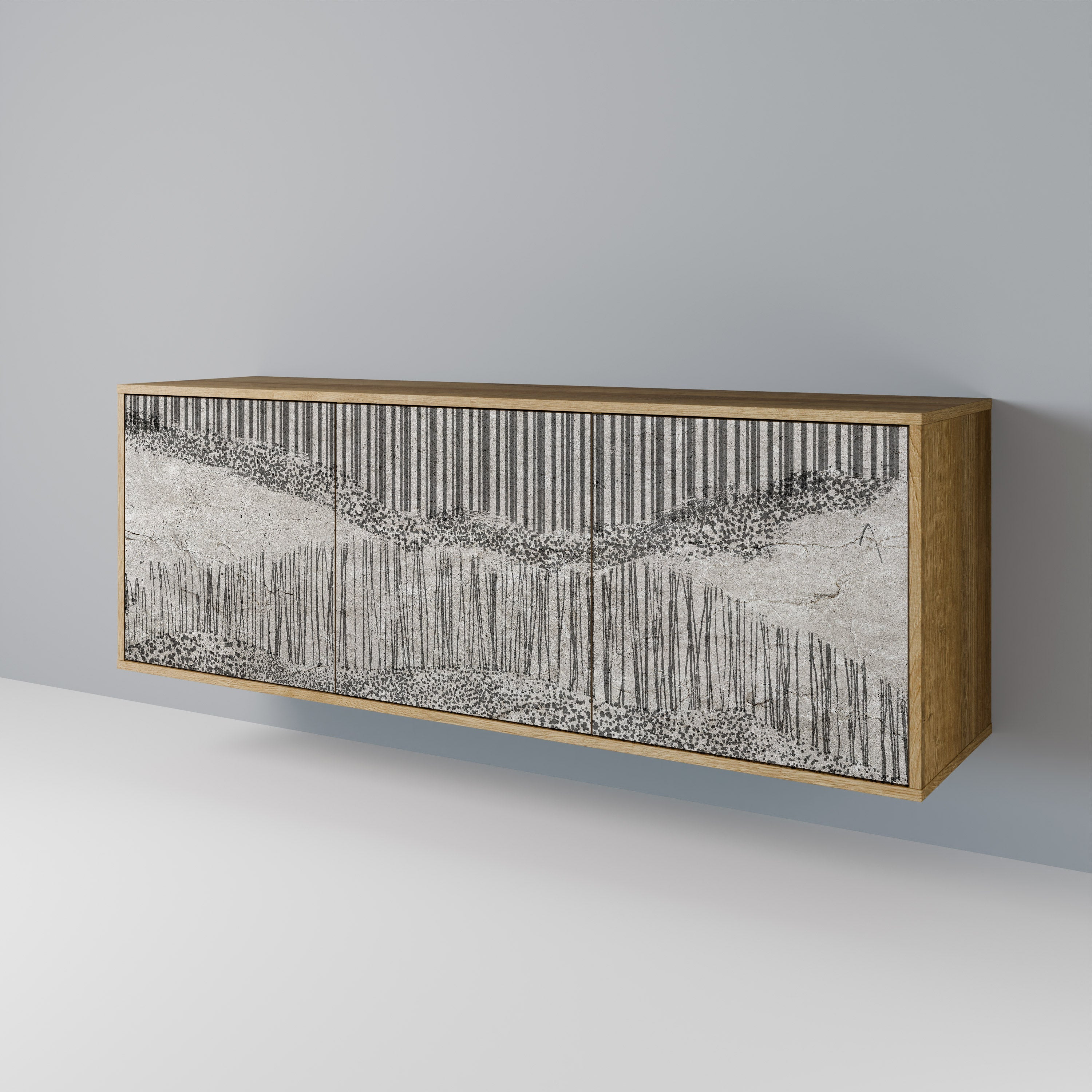 Buffet 3 portes GRAIN LINES effet chêne