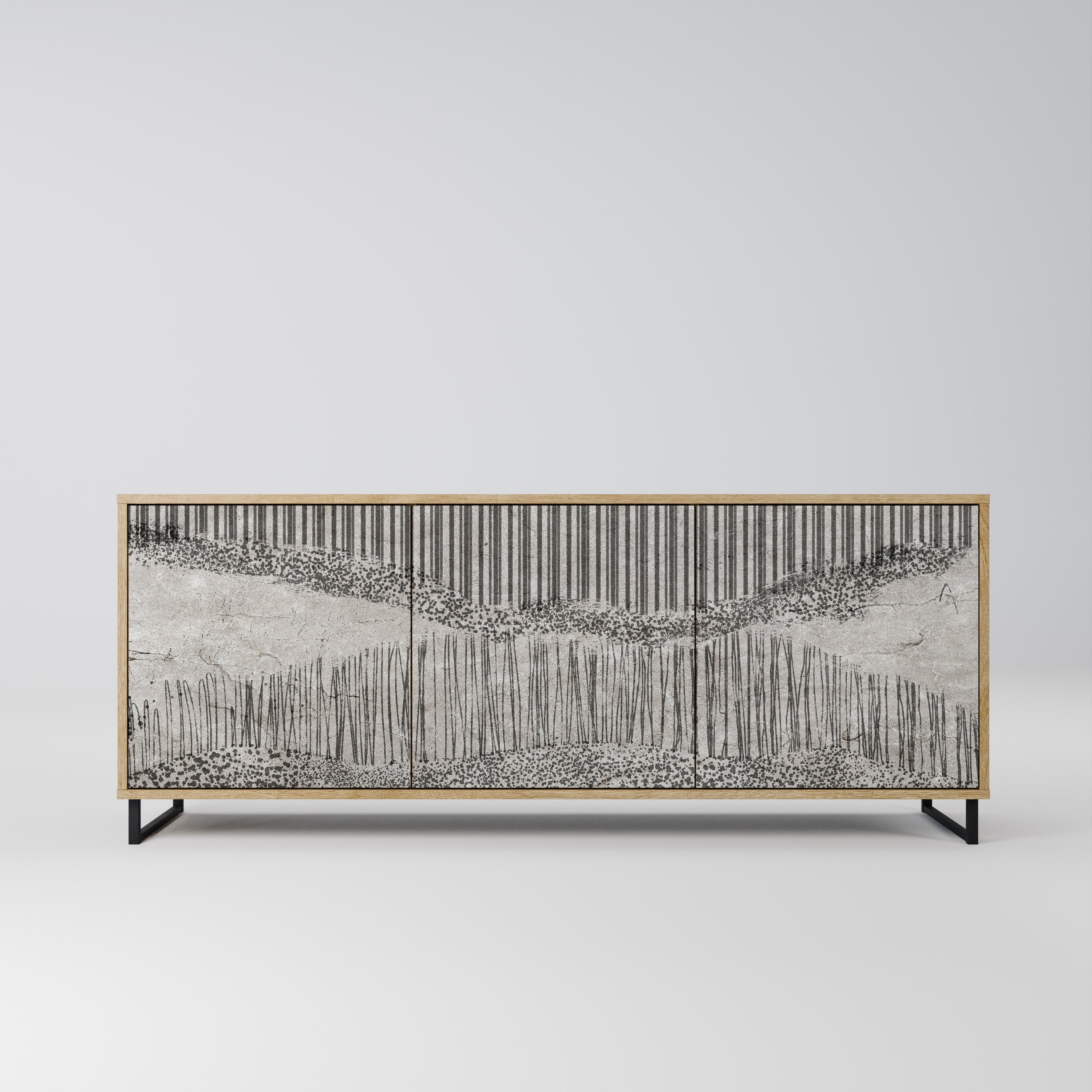 Buffet 3 portes GRAIN LINES effet chêne