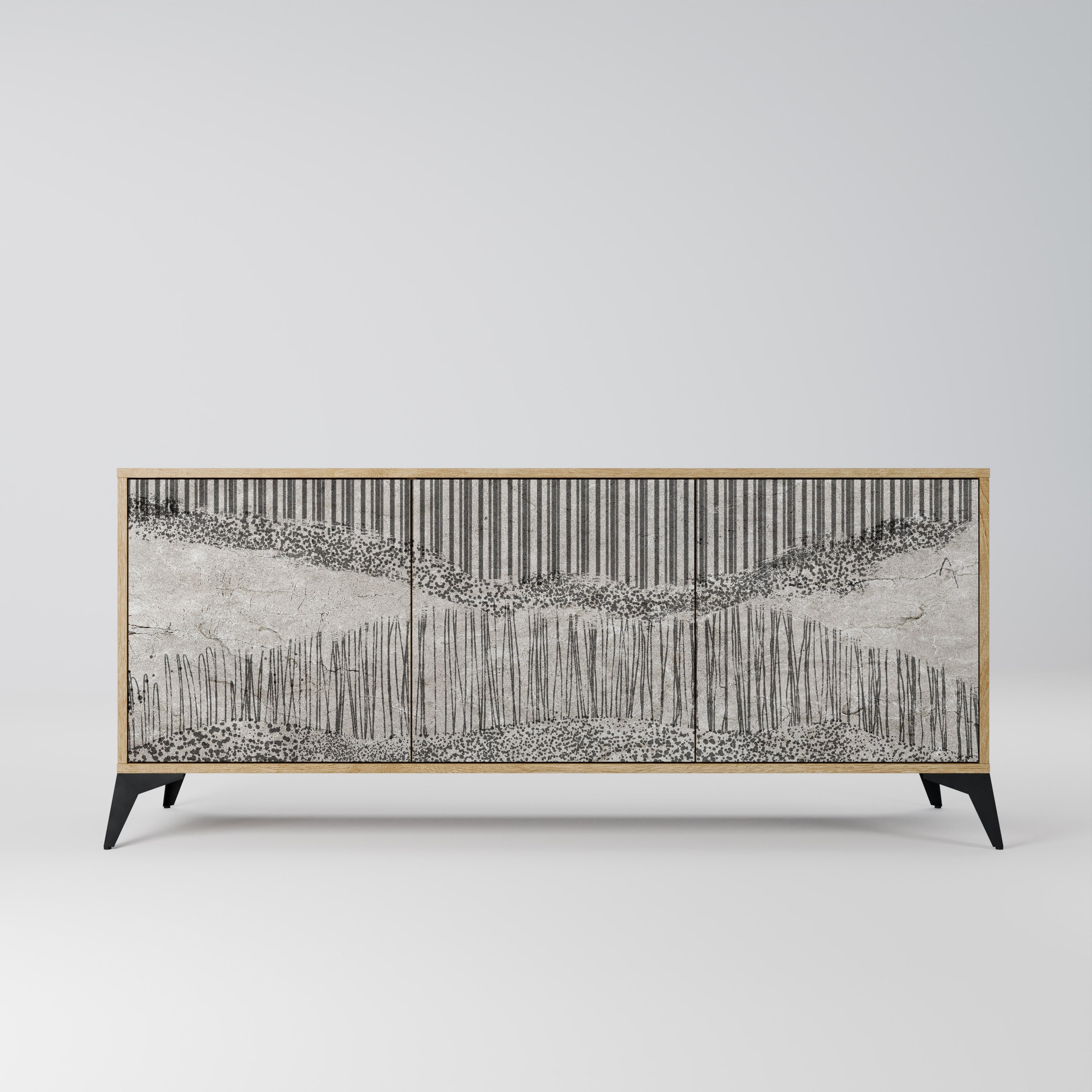 Buffet 3 portes GRAIN LINES effet chêne