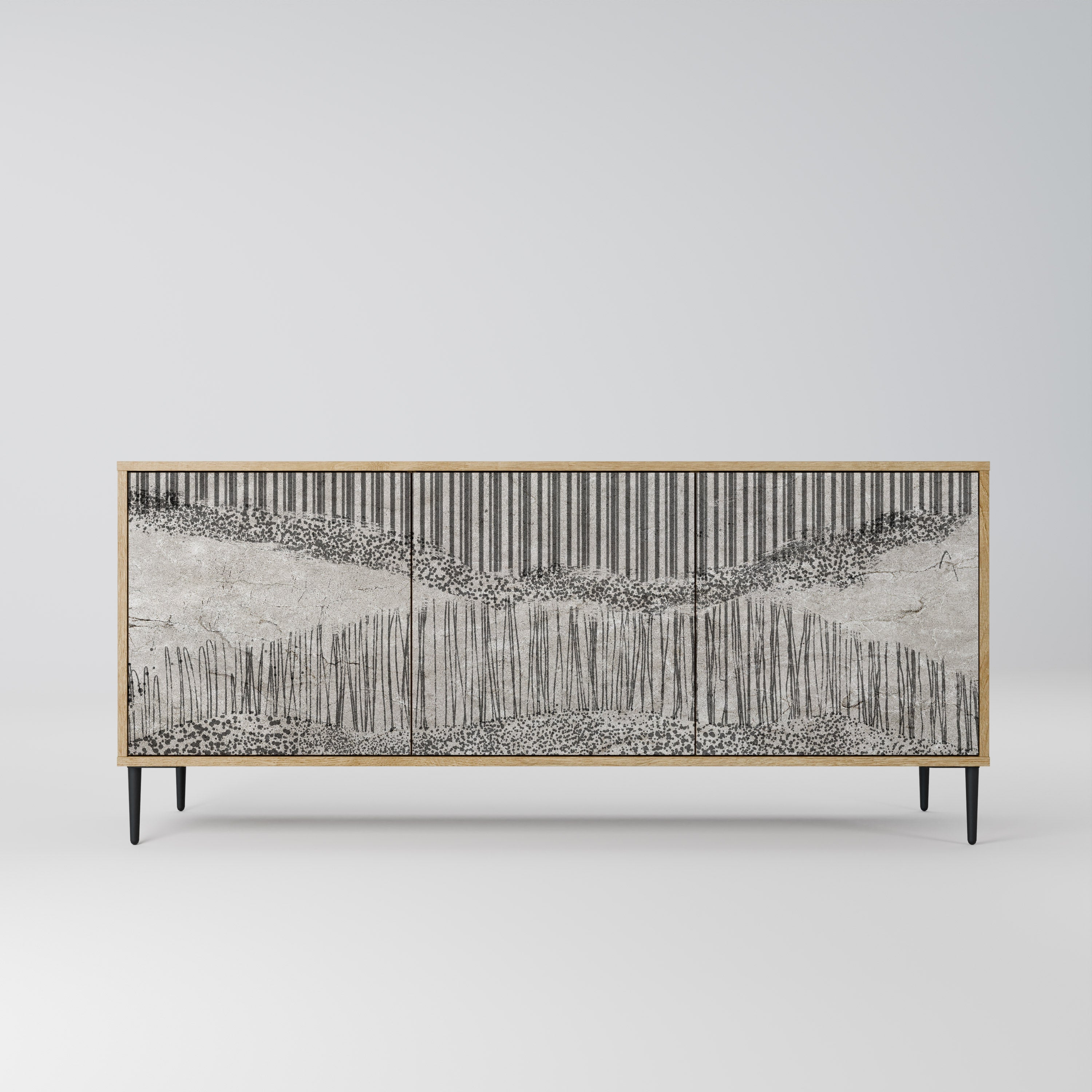 Buffet 3 portes GRAIN LINES effet chêne