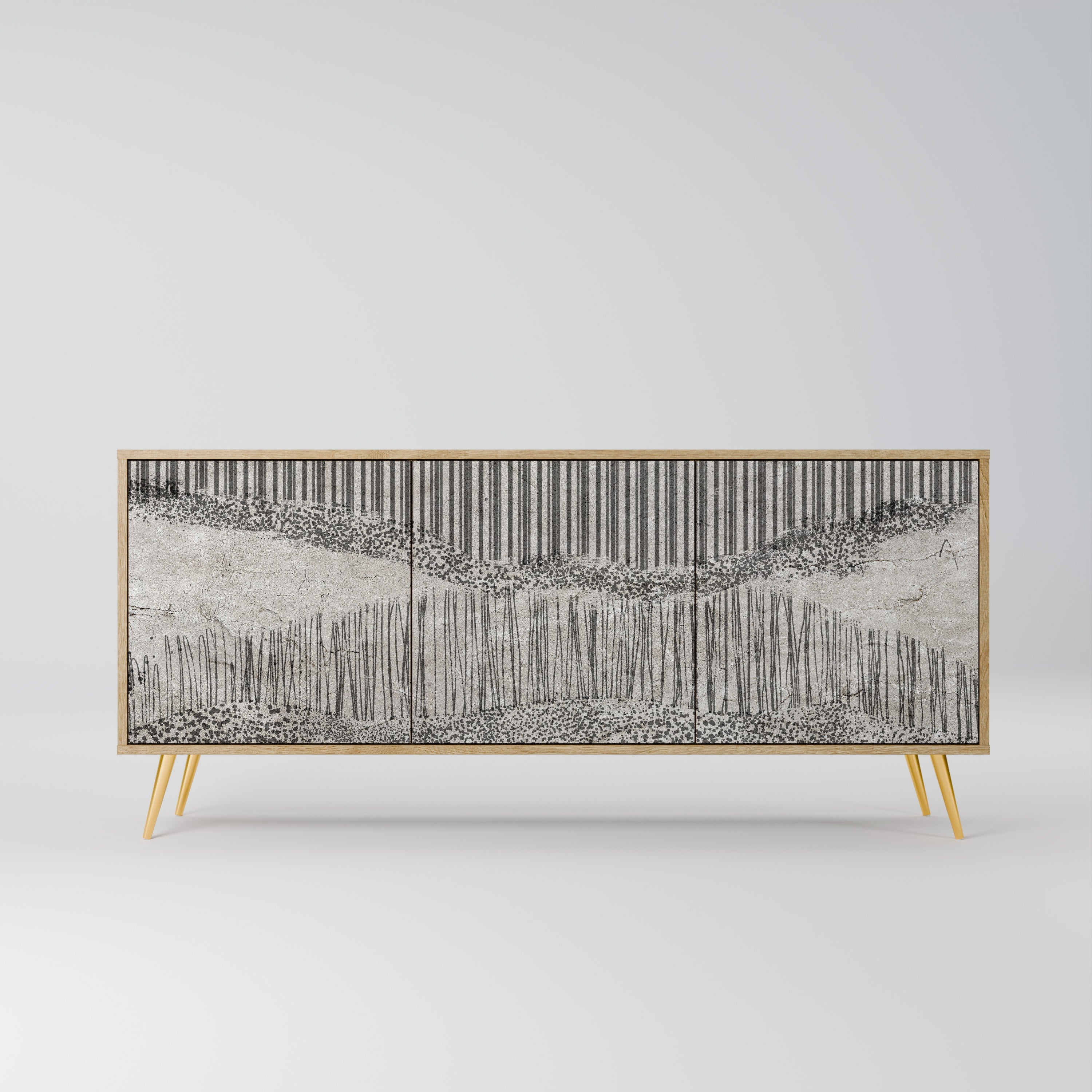 Buffet 3 portes GRAIN LINES effet chêne