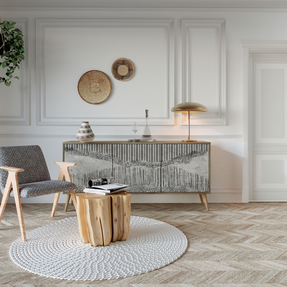 GRAIN LINES 3-Door Sideboard
