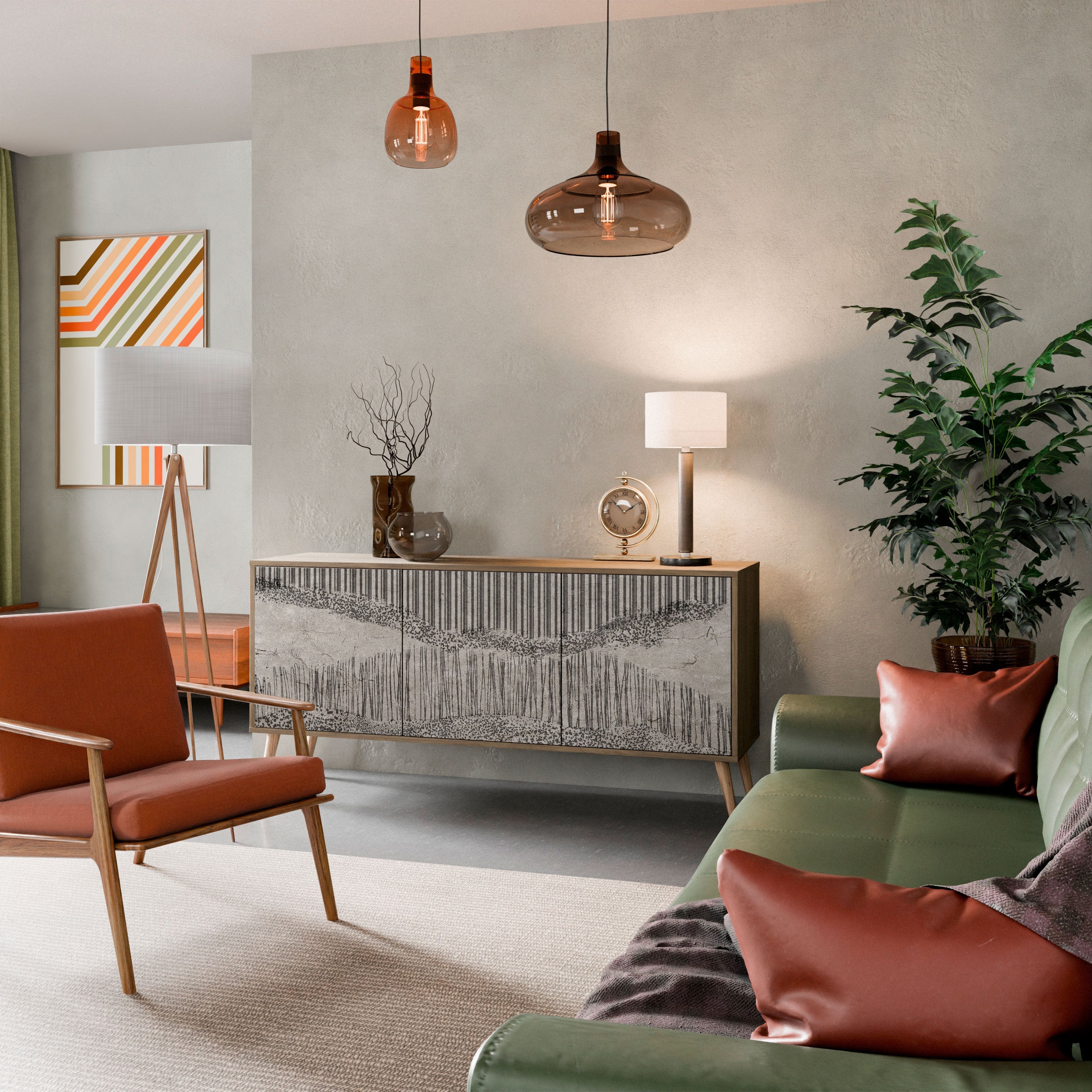 Buffet 3 portes GRAIN LINES effet chêne