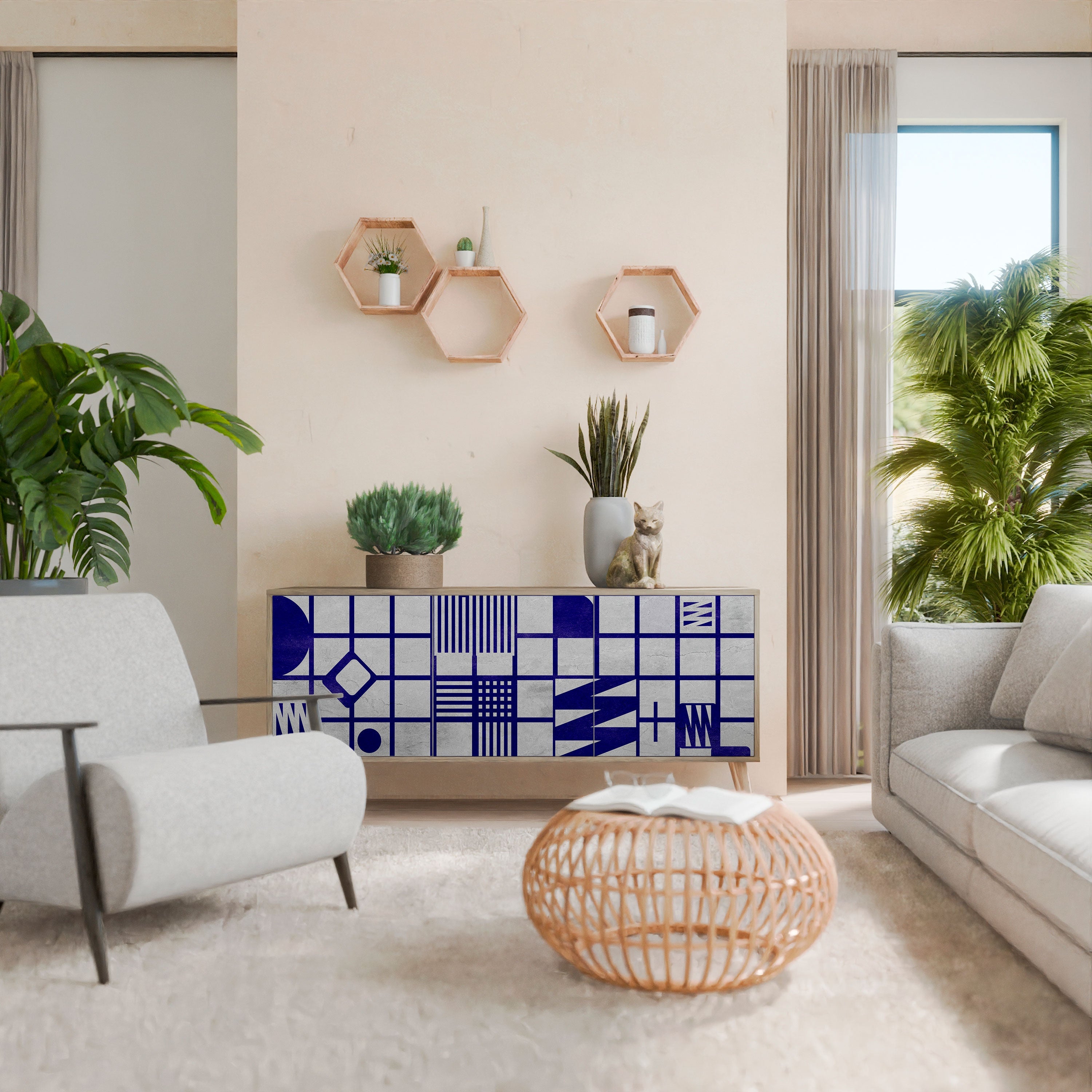 Buffet 3 portes effet chêne THE RIGHT PLACES