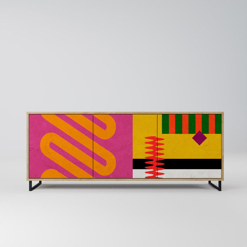 VIVID ART 3-Door Sideboard in Oak Effect