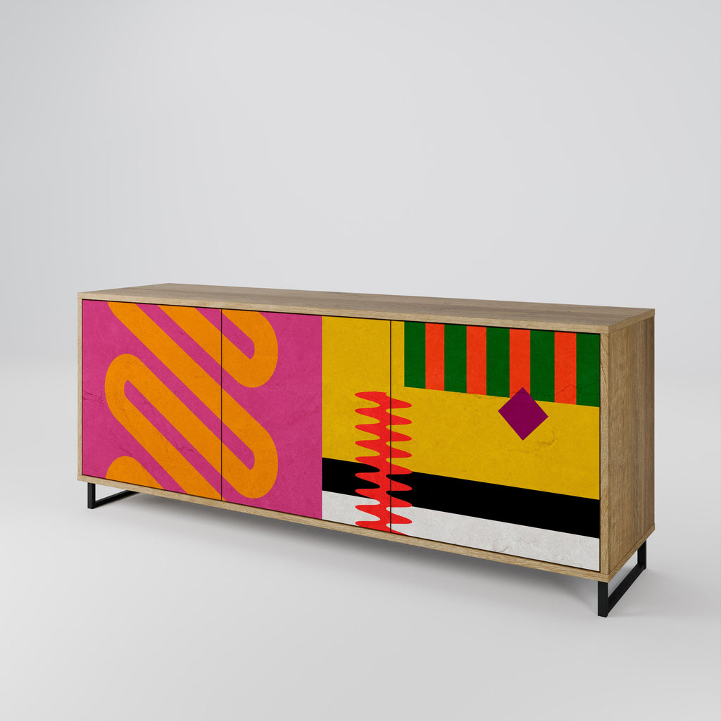 VIVID ART 3-Door Sideboard in Oak Effect