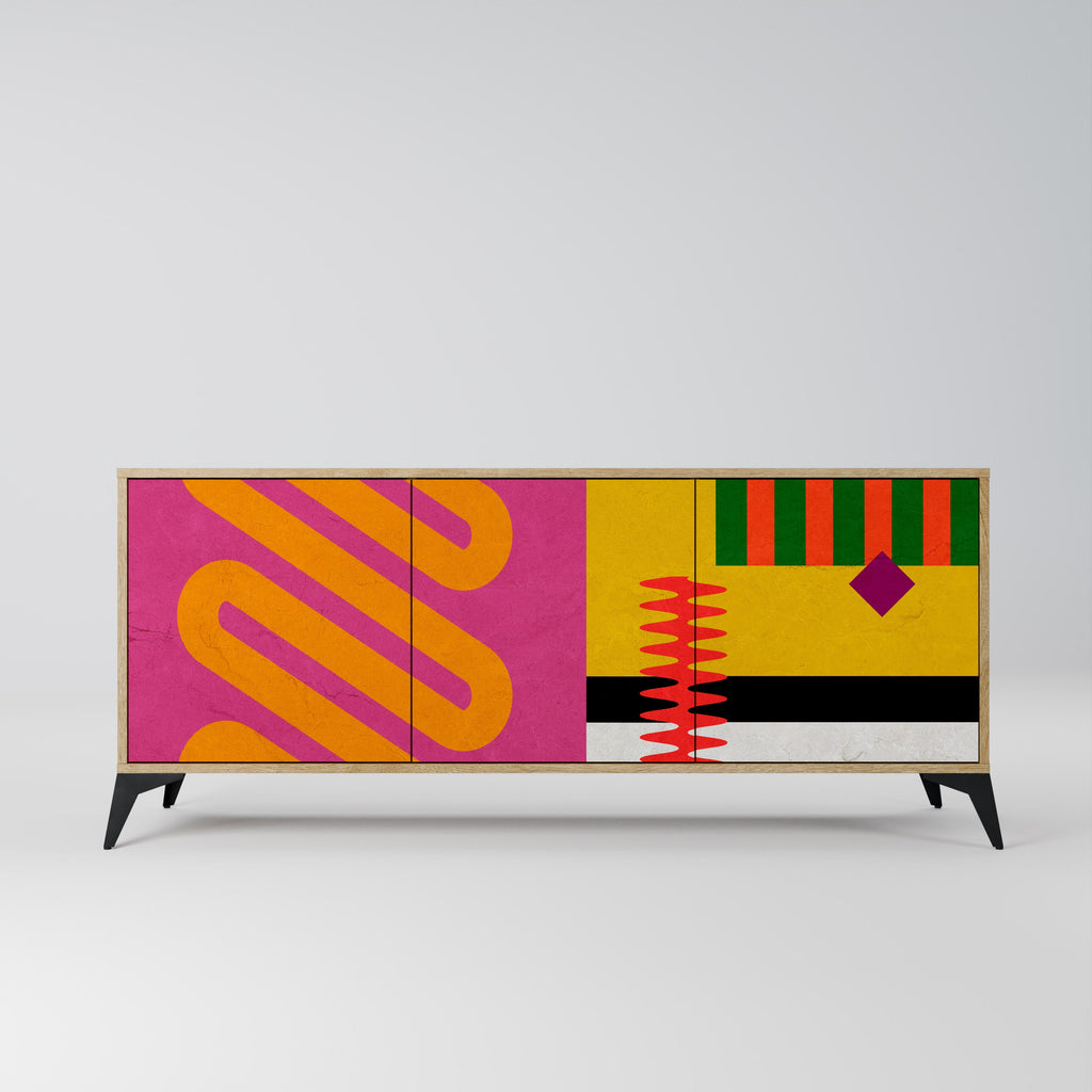 VIVID ART 3-Door Sideboard in Oak Effect