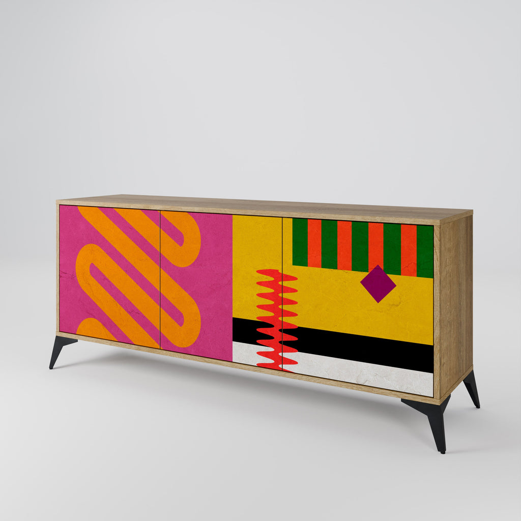 VIVID ART 3-Door Sideboard in Oak Effect