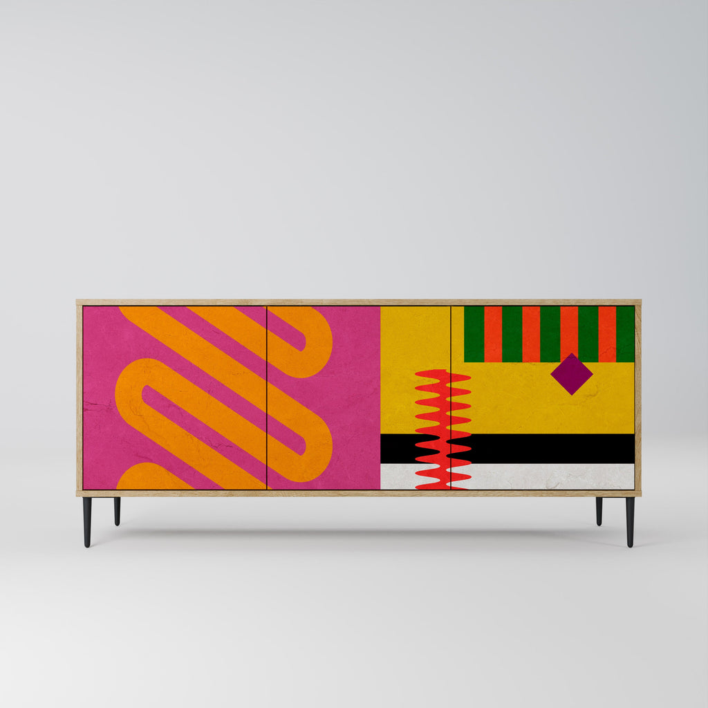 VIVID ART 3-Door Sideboard in Oak Effect