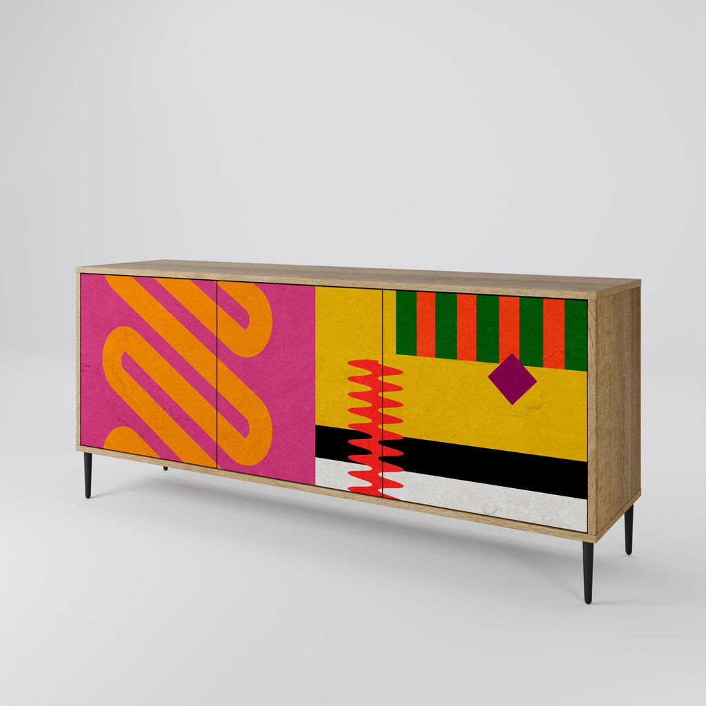 VIVID ART 3-Door Sideboard in Oak Effect
