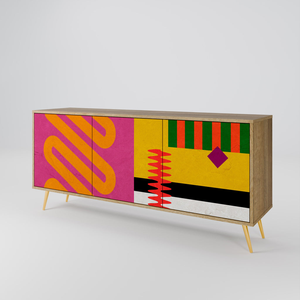 VIVID ART 3-Door Sideboard in Oak Effect