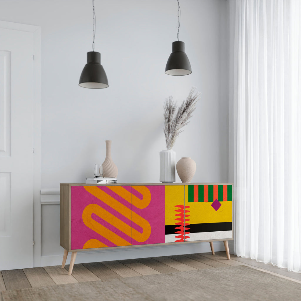 VIVID ART 3-Door Sideboard in Oak Effect