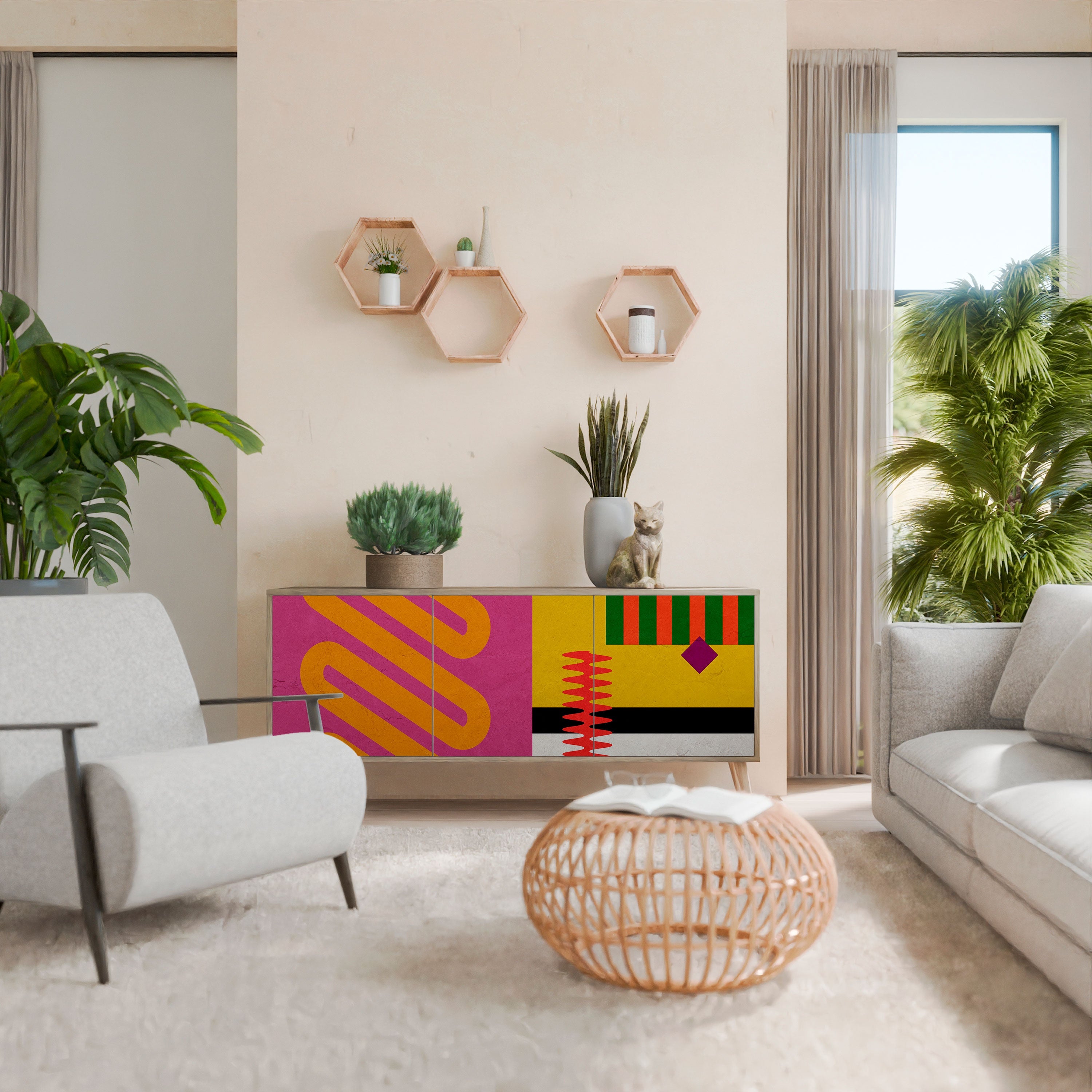 Buffet 3 portes effet chêne VIVID ART