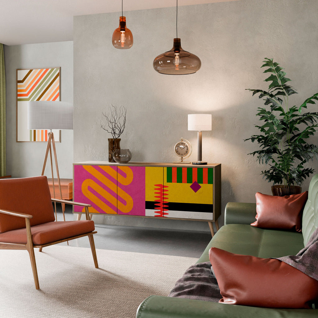 VIVID ART 3-Door Sideboard in Oak Effect